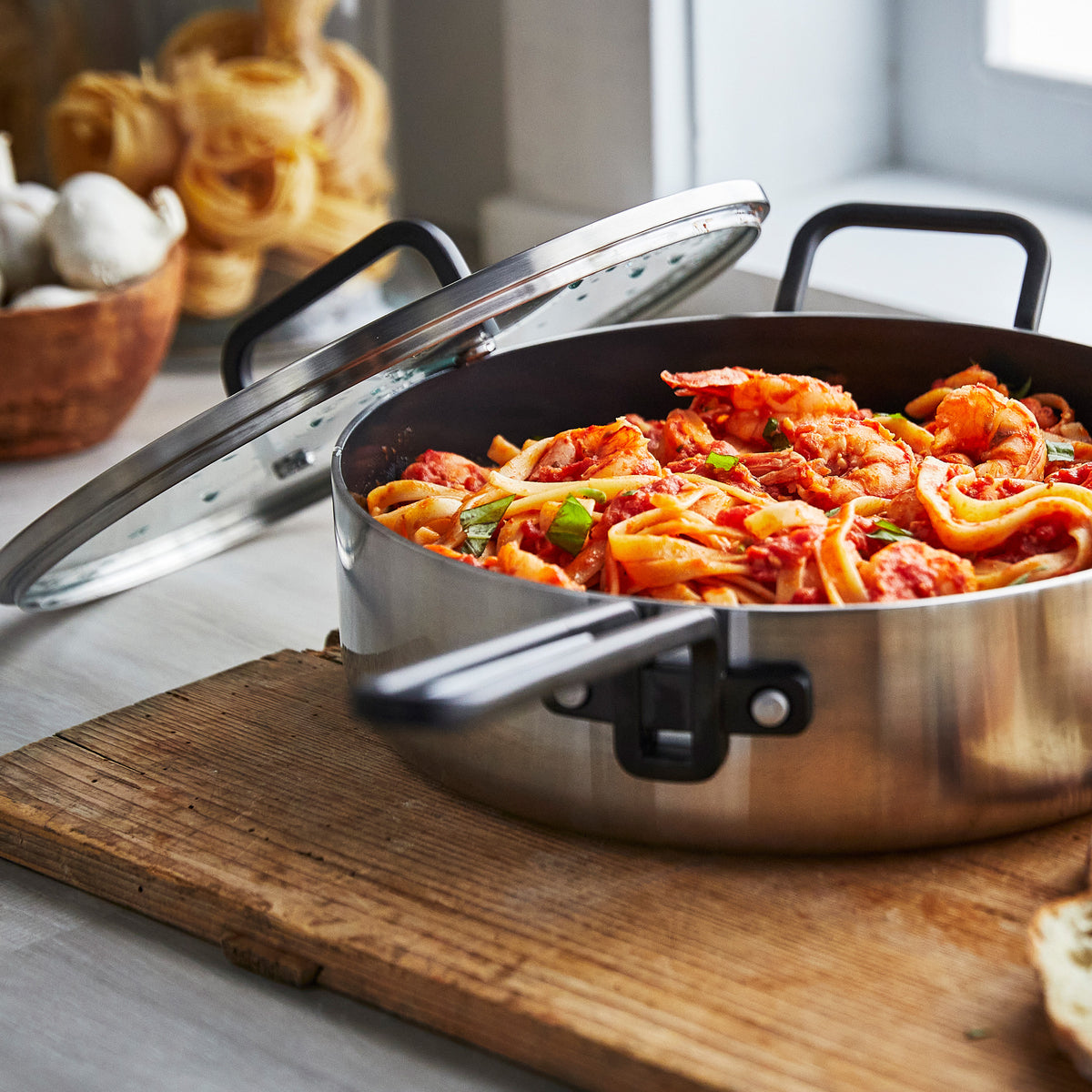 Stanley Tucci™ Premium 4-Piece Stainless Steel & Ceramic Nonstick Cookware Set with Free Tucci Cookbook – Perfect for Home Chefs & Gourmet Cooking