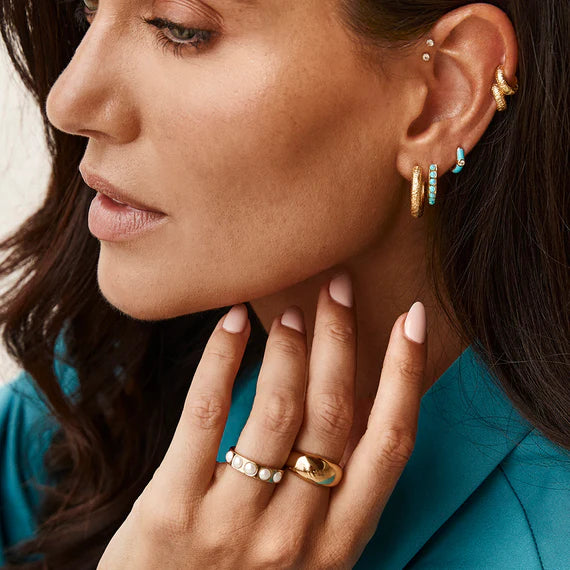 Fairley Blue Opal Crystal Midi Hoop Earrings for Women - Elegant Bohemian Dangle Earrings for Party, Wedding & Everyday Wear