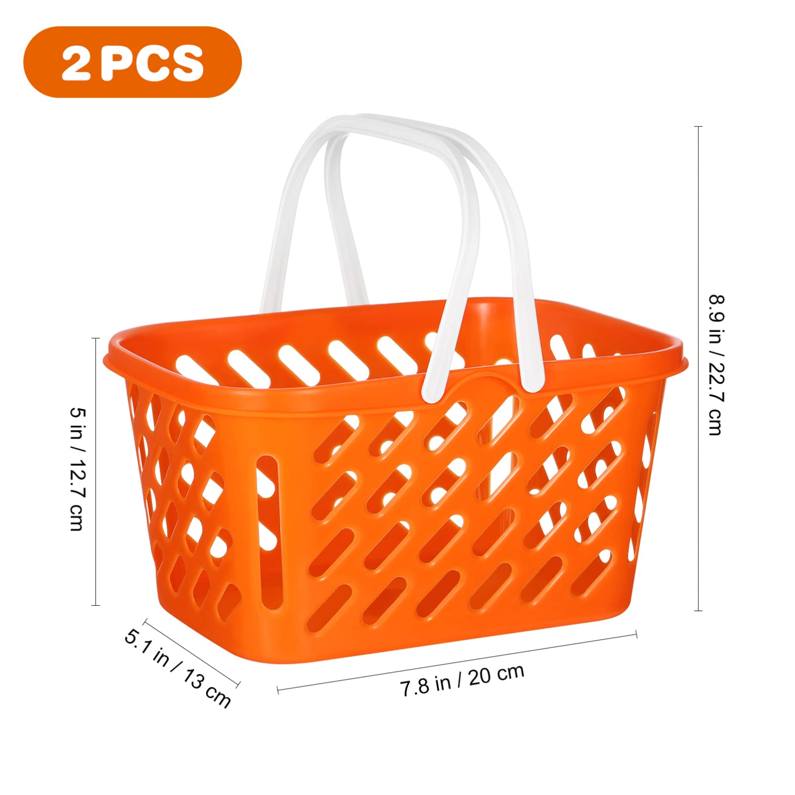 TOYANDONA 2-Piece Pretend Play Shopping Basket Set for Kids - Mini Grocery Cart with Handle for Role Play, Learning & Imagination - Perfect for Preschool Playtime, Birthday Gifts & Toddler Educational Toys