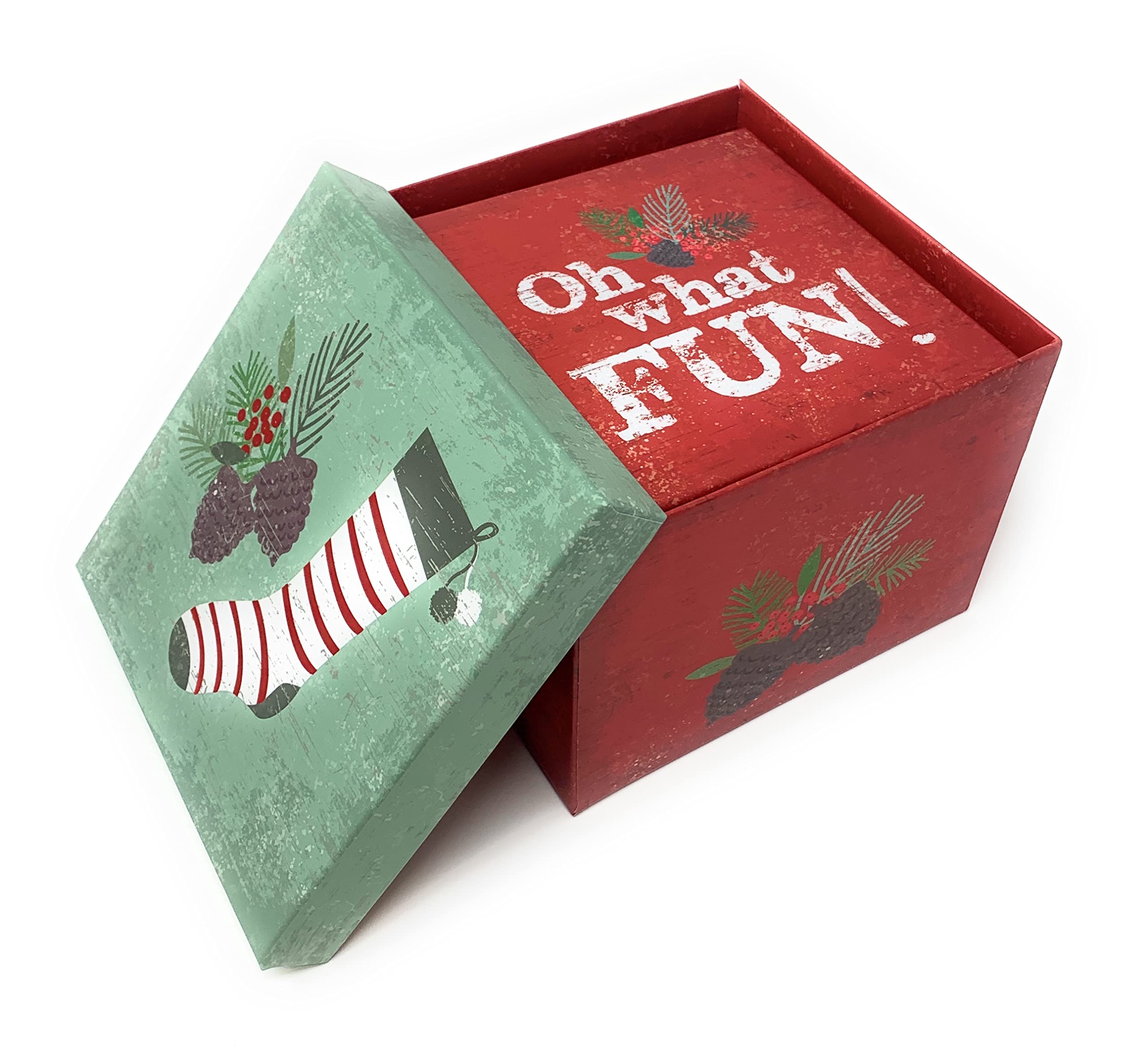 6-Piece Christmas Gift Box Set - Holiday Decor & Wrapping (Holly)