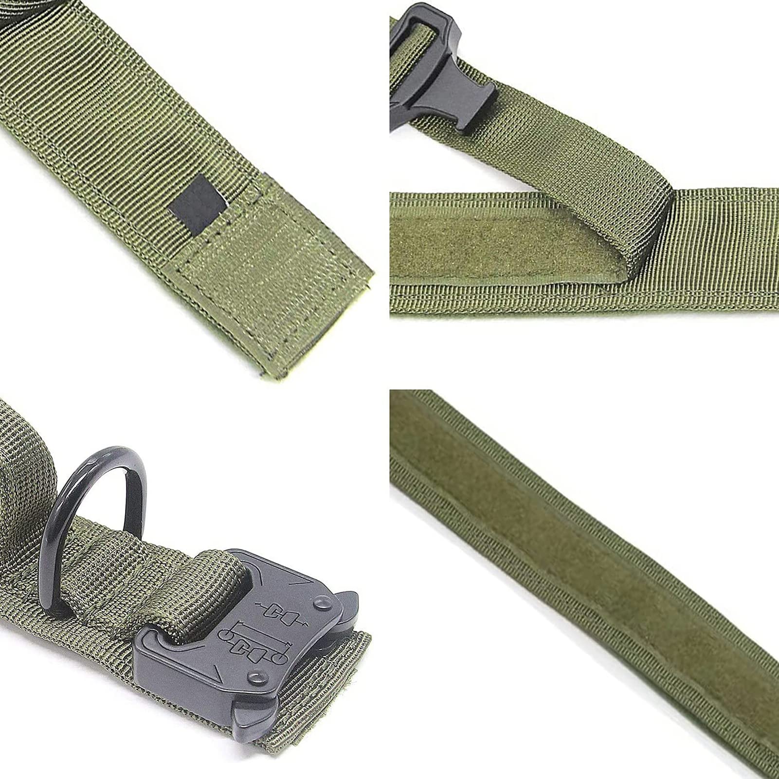 Tactical Dog Collar - Heavy Duty Adjustable Nylon Military Collar with Metal Buckle & Handle for Medium & Large Dogs - Perfect for Training, Hiking & Outdoor Adventures (Green, Medium)