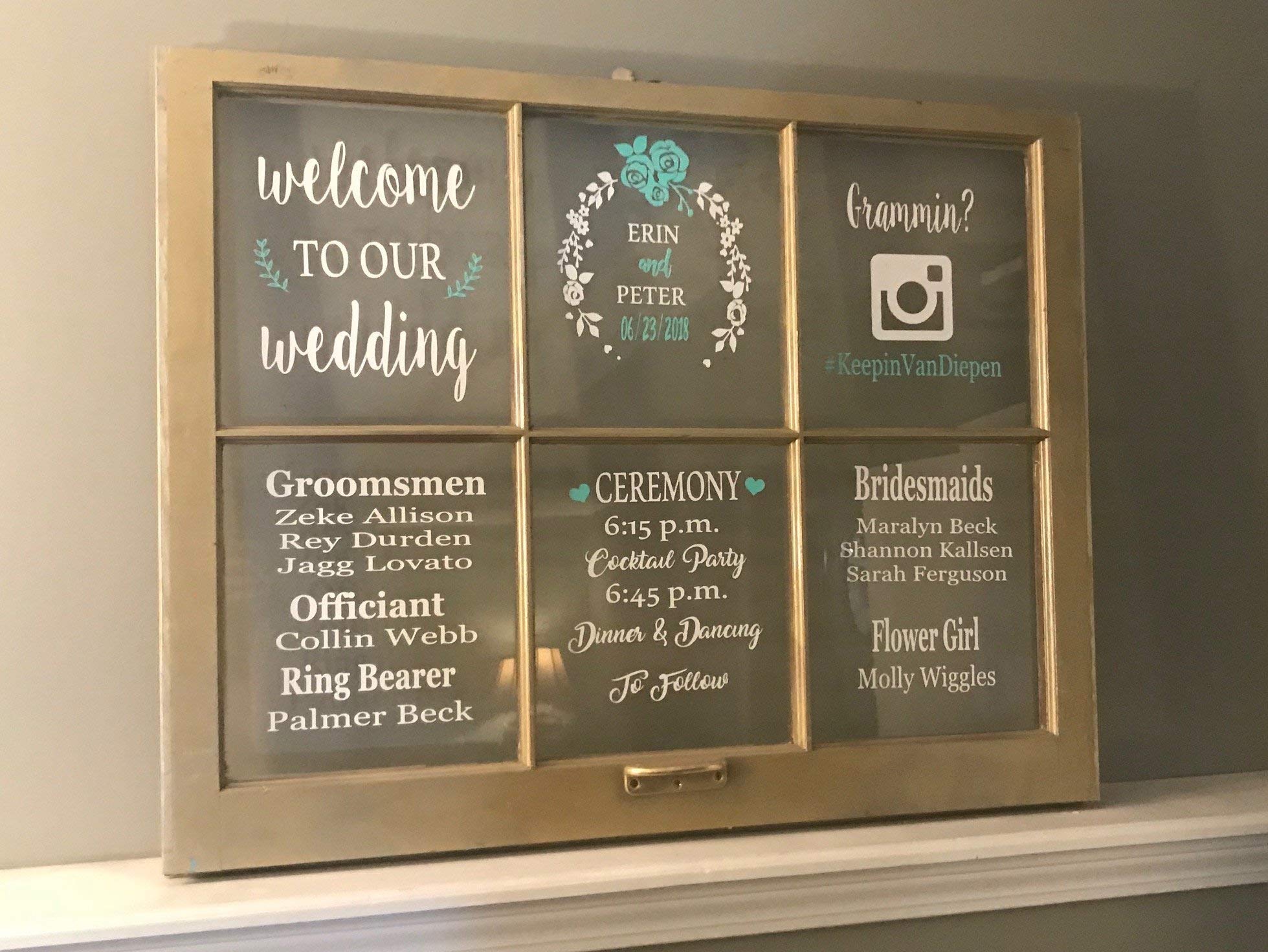 Rustic Wooden Wedding Window Sign - 6 Pane Alternative to Wedding Programs | Welcome Sign for Wedding & Bridal Shower | Perfect for Barn, Garden & Countryside Weddings
