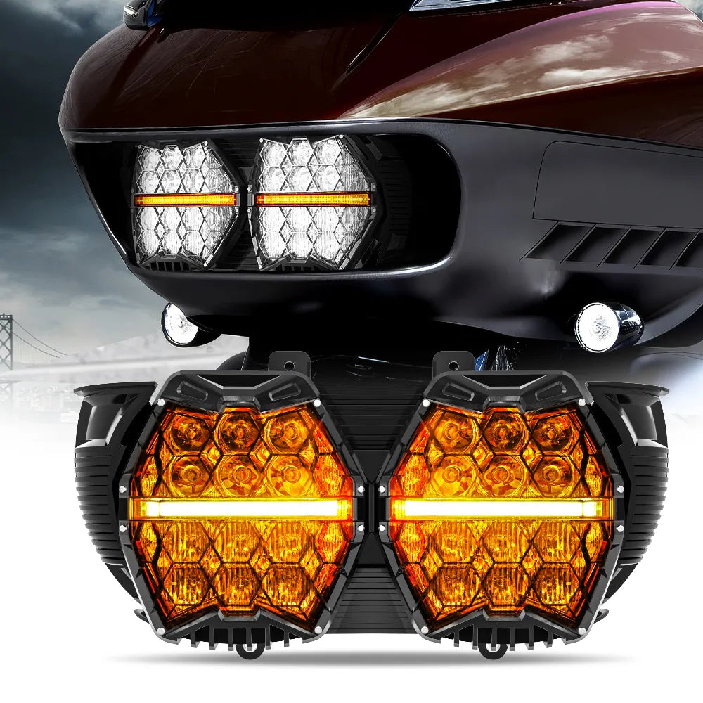 240W Harley Davidson Road Glide LED Dual Headlight Kit - Compatible with 2015-2024 Models - High Brightness Motorcycle Headlight for Night Riding & Improved Visibility