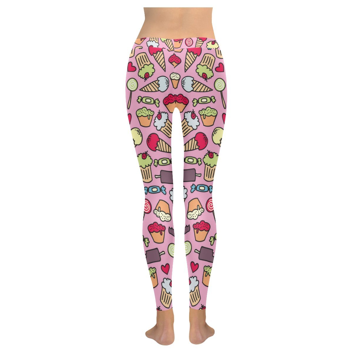 Stylish Low Rise Women's Plus Size Legging XXS-5XL with Cake & Candy Print - Perfect for Yoga, Workouts & Casual Wear