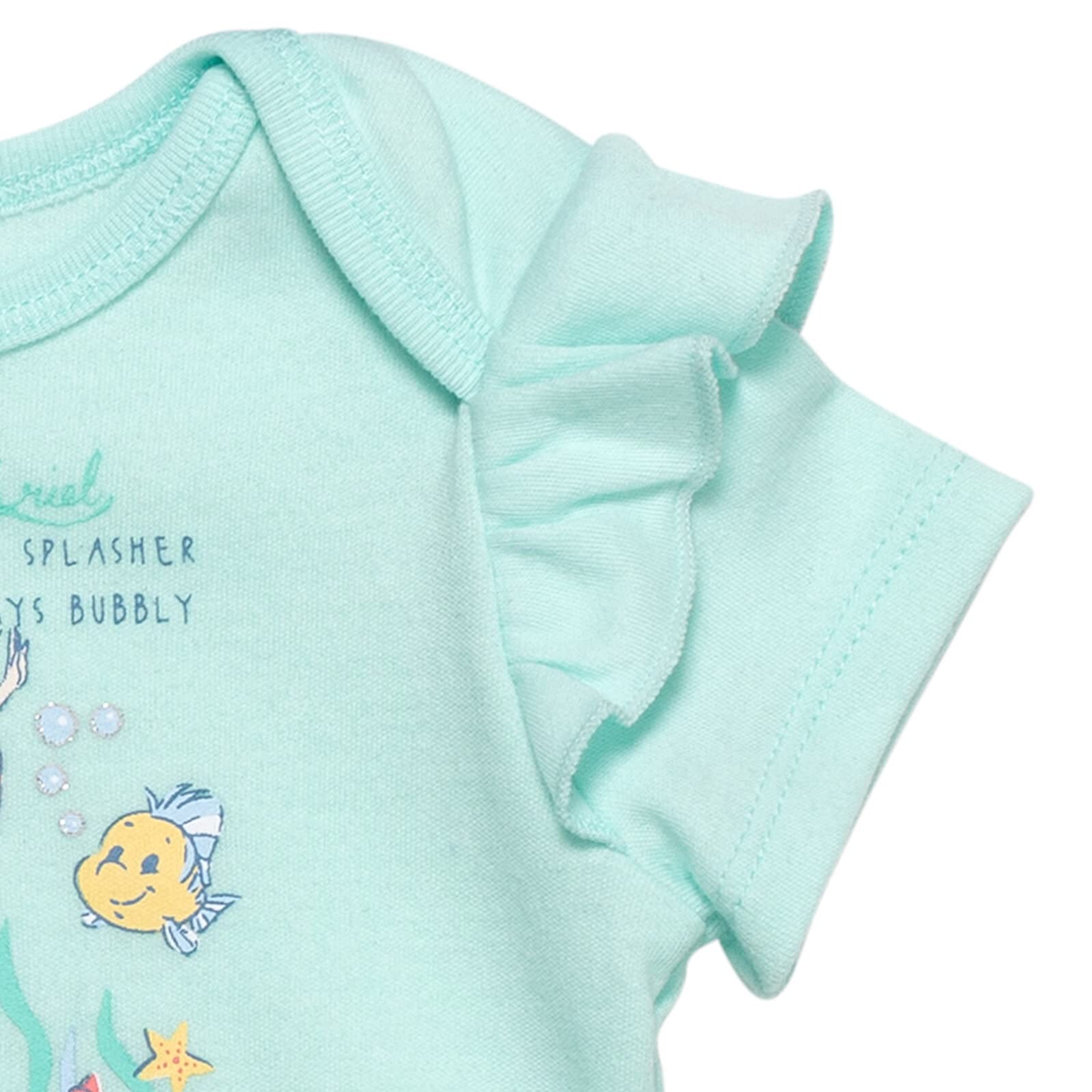 Disney Princess Ariel Belle Tiana Baby Girls 3-Piece Outfit Set - Bodysuit, Bubble Shorts & Headband for Newborn to Infant | Perfect for Birthday Parties, Photo Shoots & Special Occasions