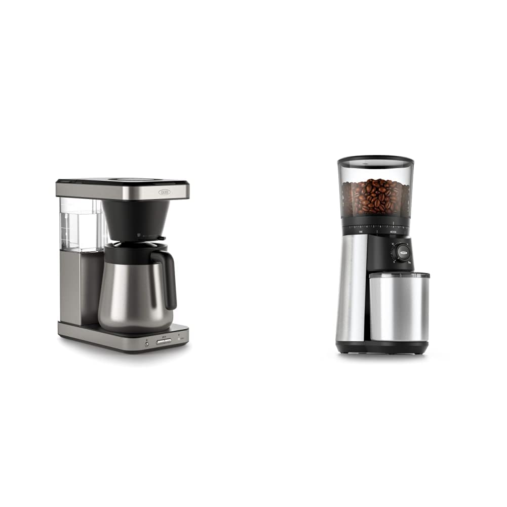OXO Brew 8 Cup Stainless Steel Coffee Maker with Conical Burr Grinder - Perfect for Home, Office & Kitchen Use