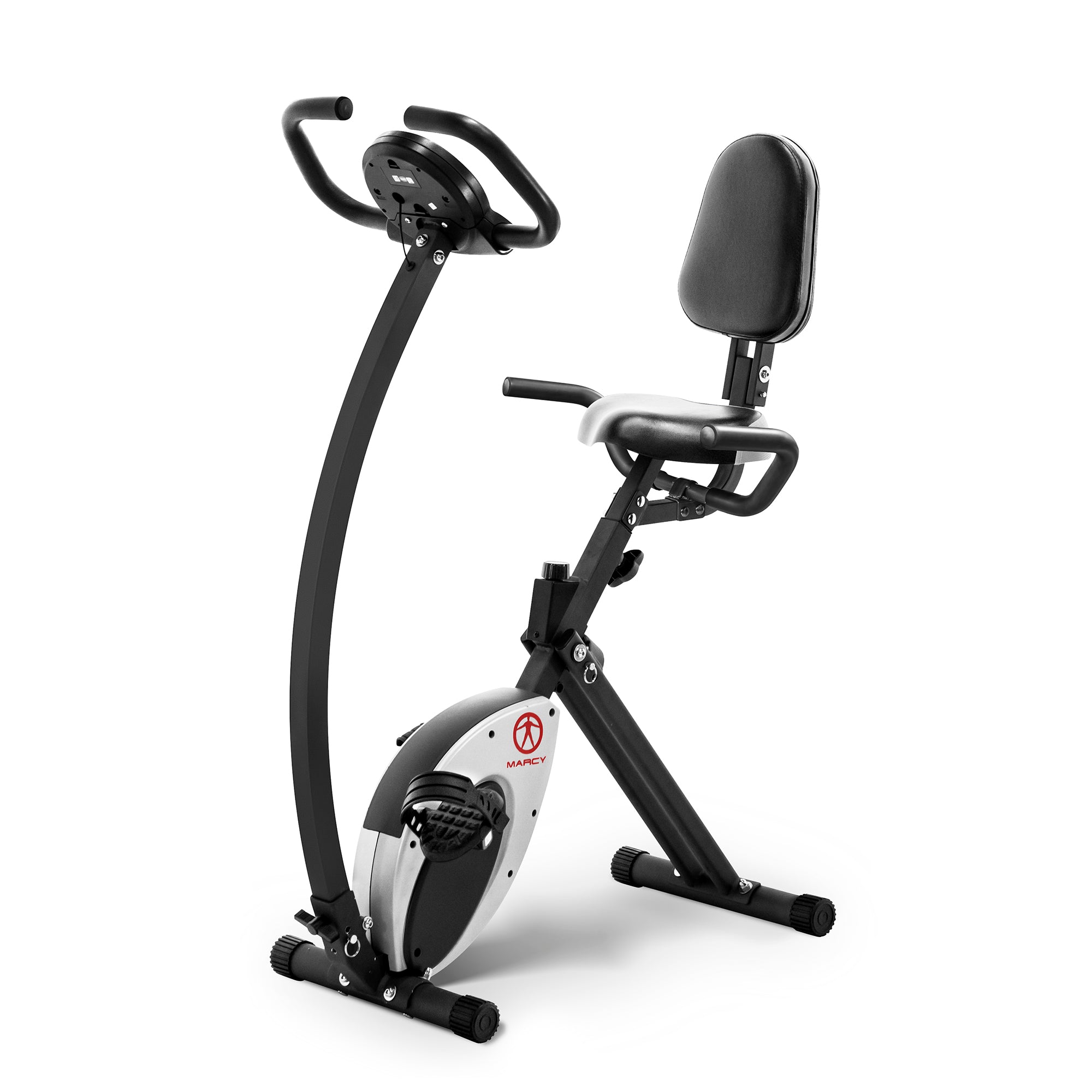Marcy Foldable Exercise Bike with High Back Seat NS 653 - Adjustable Home Gym Equipment for Cardio Workouts & Indoor Cycling - Perfect for Small Spaces, Apartment Fitness & Low-Impact Training