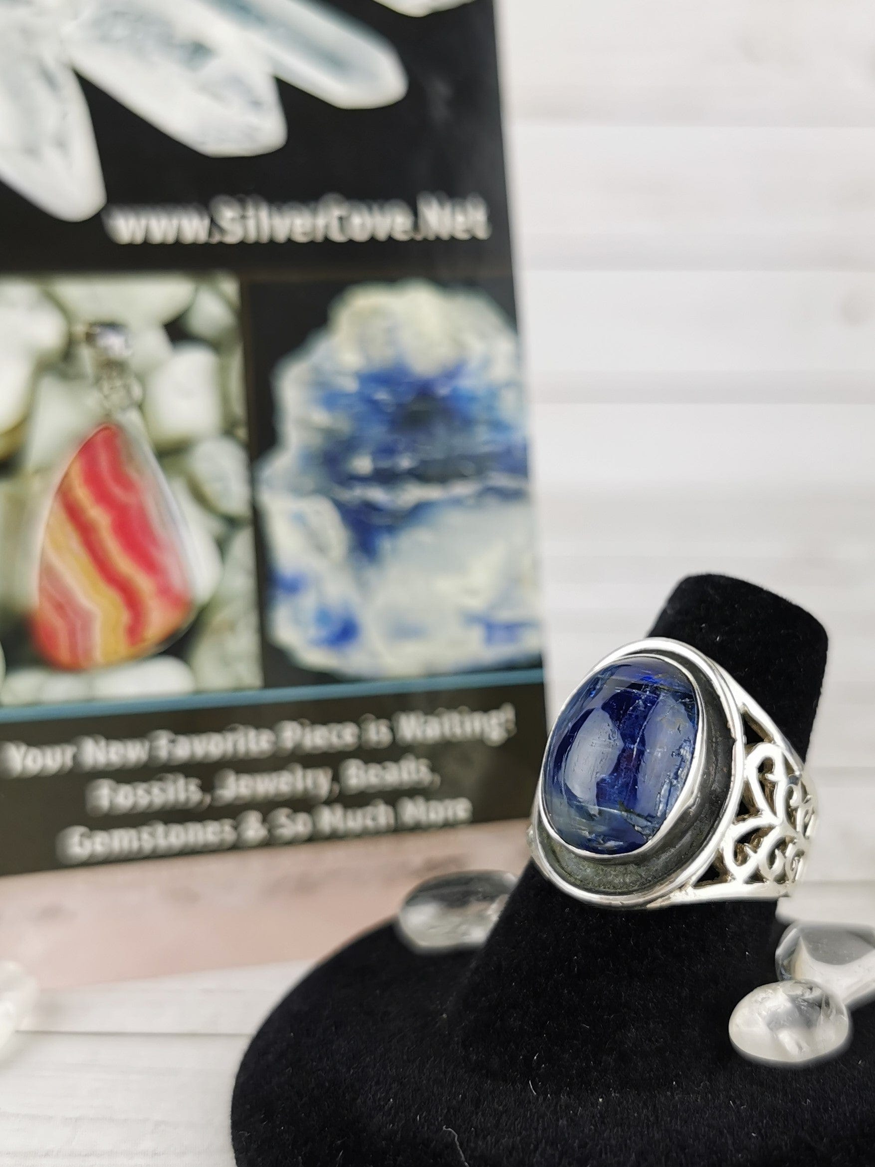 Blue Kyanite Ring for Women - Size 6.75 Sterling Silver Healing Crystal Jewelry - Perfect for Meditation, Energy Healing & Spiritual Gifts