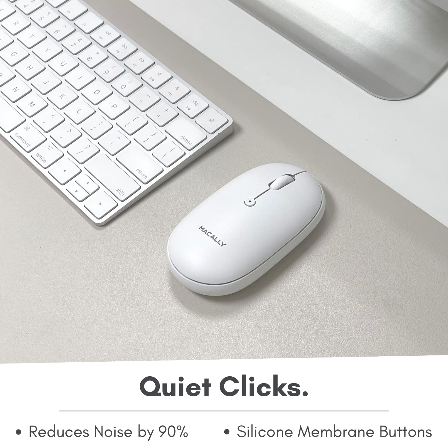 Macally Wireless Bluetooth Mouse - Rechargeable, Quiet & Ergonomic for MacBook Air/Pro, iMac, iPad, Windows PC - Perfect for Office, Home & Travel Use