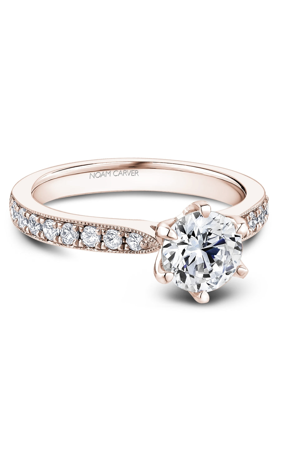 Noam Carver B341 01RA Bridal Engagement Ring - 14K White Gold Diamond Wedding Ring for Women, Perfect for Proposals, Anniversaries & Special Occasions