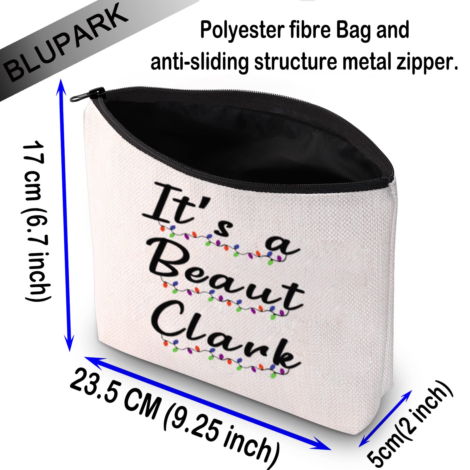 BLUPARK Funny Christmas Vacation Makeup Bag - 'It's A Beaut Clark' National Lampoons Gift for Women | Holiday Travel Cosmetic Pouch & Stocking Stuffer