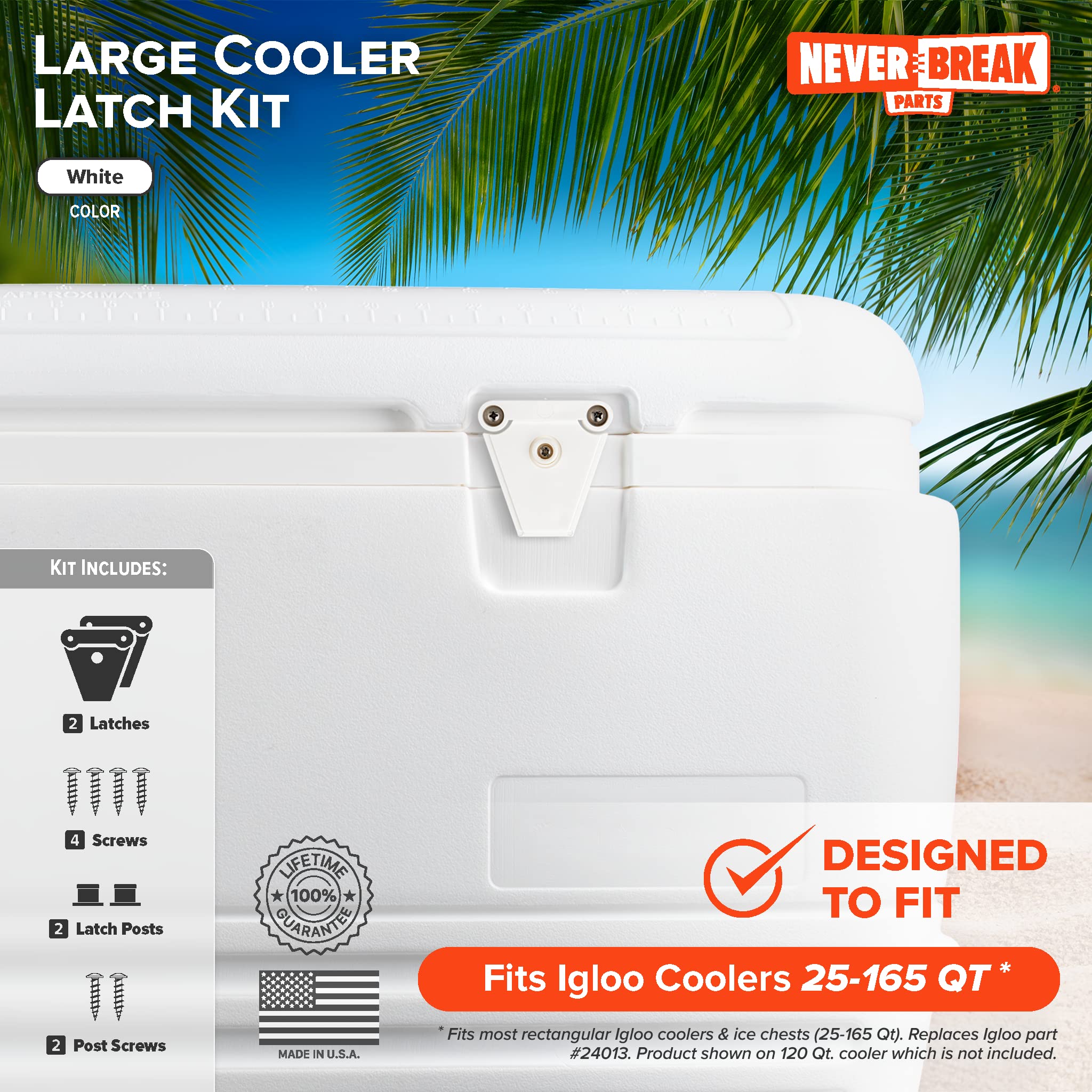NeverBreak Parts - 2 Pack High Strength Igloo Cooler Replacement Latches with Posts & Screws | Durable Ice Chest Repair Kit for Outdoor Adventures & Camping
