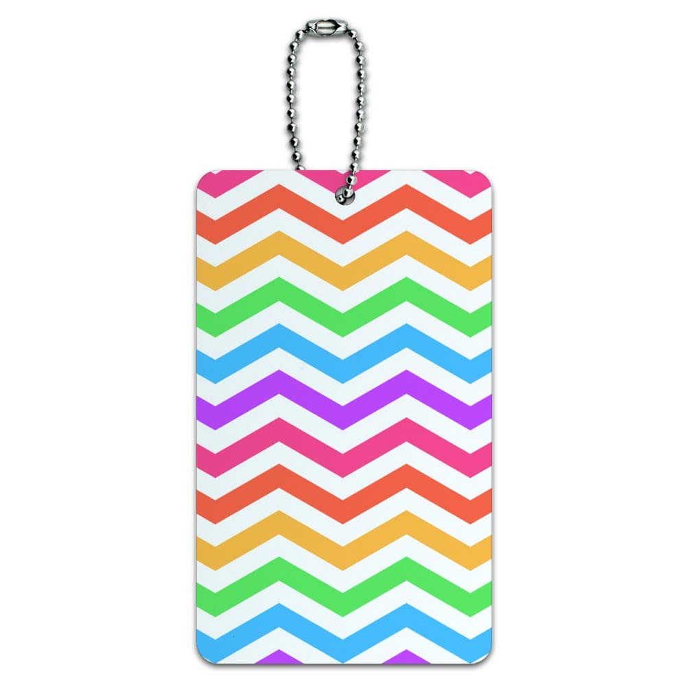Colorful Rainbow Chevron Zigzag Pattern Luggage Tag - Durable Suitcase ID Card Holder for Travel Bags & Carry-Ons | Perfect for Airports, Business Trips & Vacation Identification