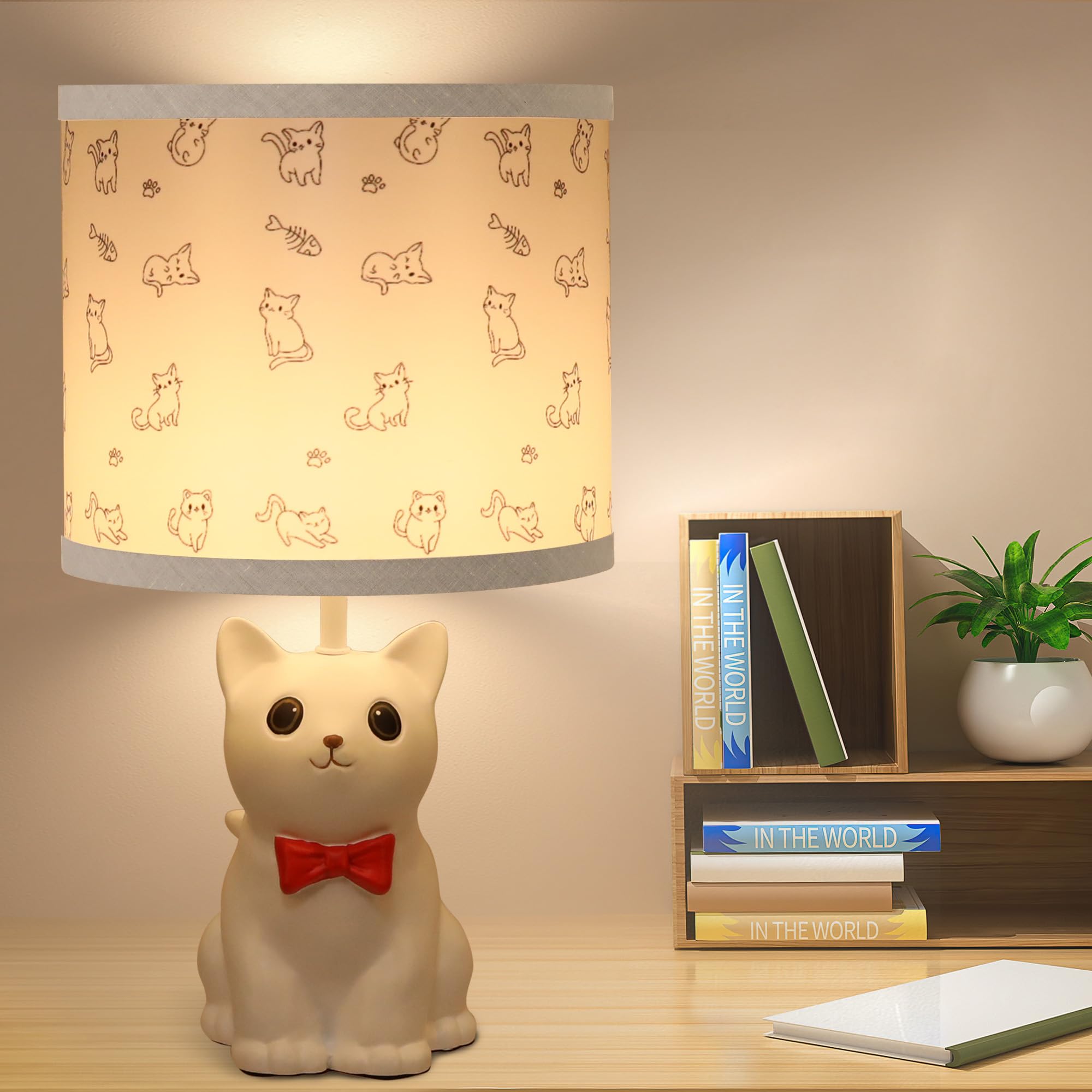 Cute Mini Table Lamp for Kids Bedroom - Small Animal Nightstand Lamp with Lampshade, Nursery Bedside Light for Boys & Girls (Bulb Included, White) - Perfect for Bedtime Reading, Study Desk & Cozy Night Lights