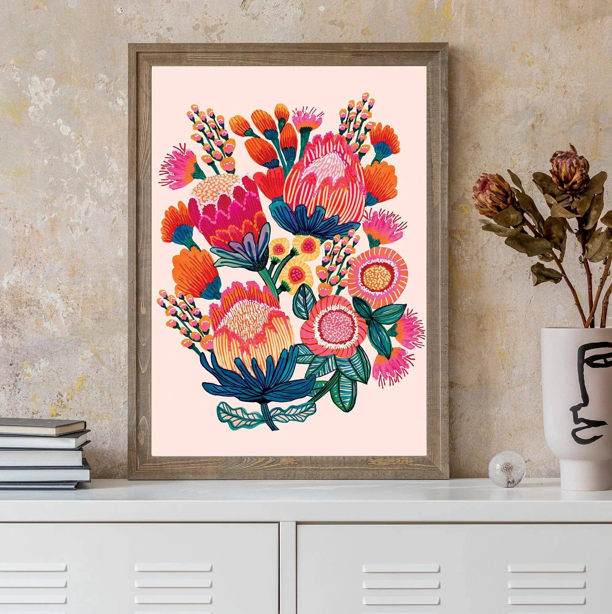 Bush Bounty Botanical Wall Art Print - Nature Inspired Home Decor for Living Room, Bedroom & Office - Perfect for Plant Lovers & Interior Design