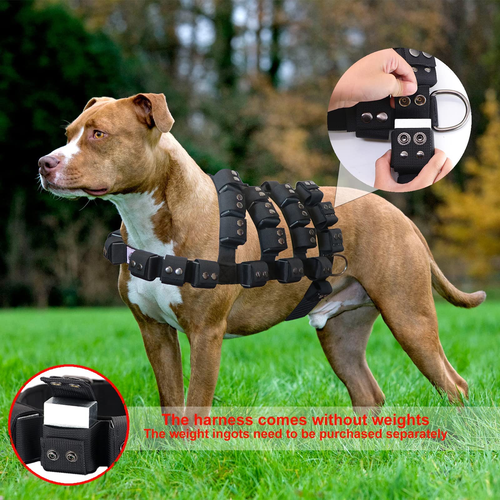 **No-Pull Dog Harness for Small, Medium & Large Dogs – Adjustable Weighted Vest for Pit Bulls & Strong Breeds – Tactical Harness with Pockets – Ideal for Weight Loss, Exercise, Walking & Muscle Training – Perfect for Outdoor Adventures & Daily Walks**