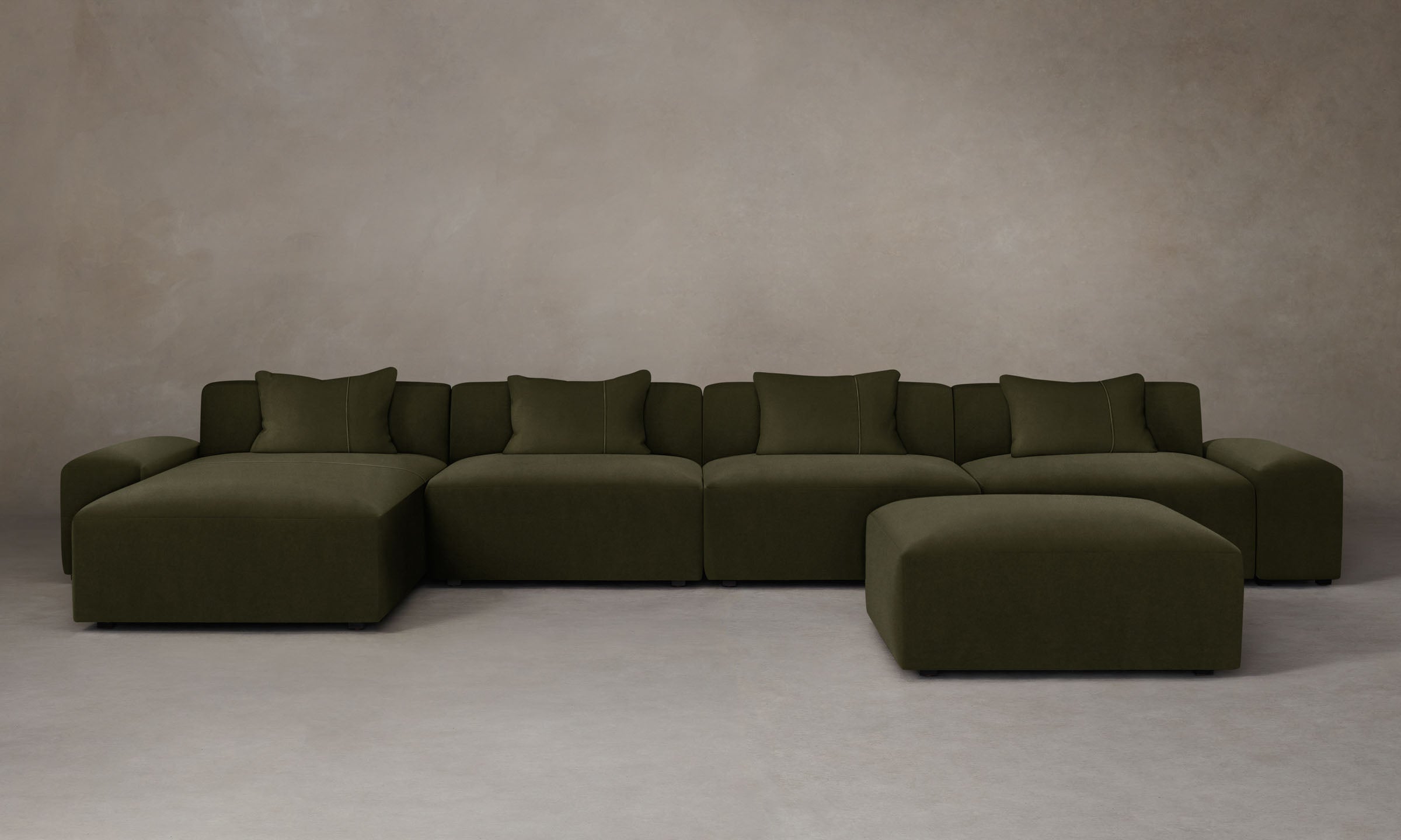 The Breuer Modular Sectional Sofa - Performance Velvet Olive Green Upholstery | Modern Living Room Furniture for Small Spaces & Apartments | Perfect for Entertaining & Relaxing