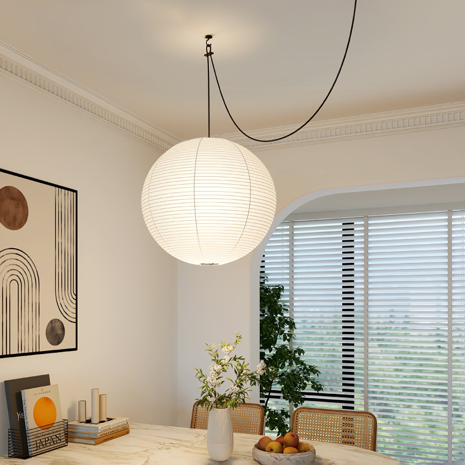 Akari A Pendant Swag Light - Modern Hanging Ceiling Lamp for Living Room, Bedroom & Kitchen | Adjustable Chain, Stylish Home Decor Lighting Fixture