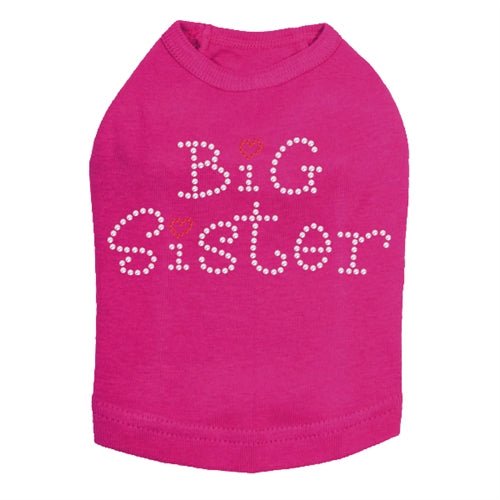 Big Sister with Red Heart Rhinestone Dog Tank Top - Cute Pet Clothes for Small Dogs - Perfect for Birthday Parties & Family Photos