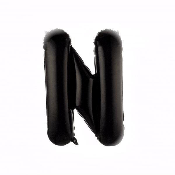 Black Mylar Letter N Balloon - 40 Inch Large Foil Alphabet Balloon for Birthday Party Decorations, Baby Shower, Graduation & Special Events (1 Count)