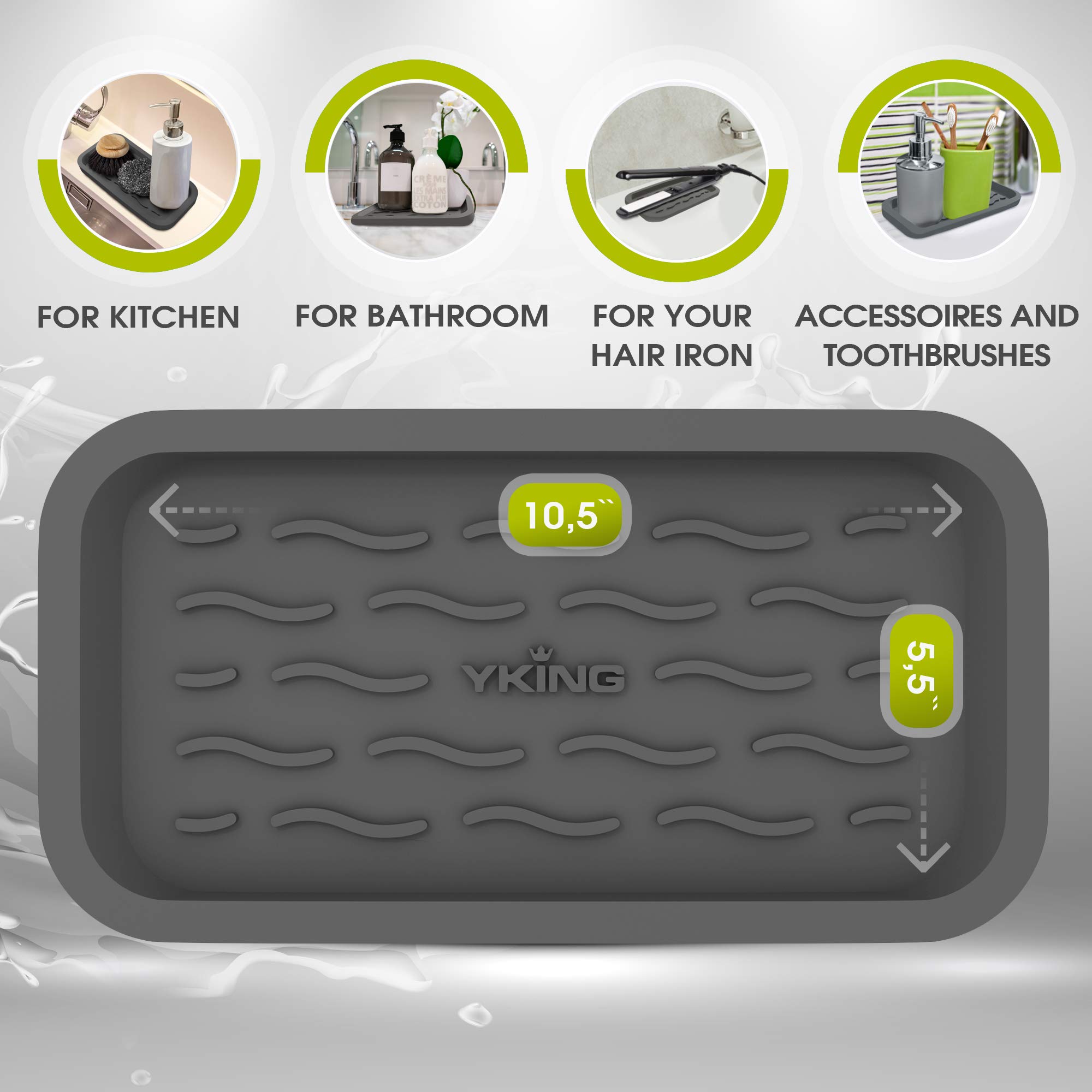 Premium Silicone Sponge Holder & Soap Dispenser Organizer - Non-Slip Kitchen Sink Tray for Sponges, Scrubbers & Cleaning Tools - Durable Sink Caddy with Drainage Holes - Perfect for Kitchen, Bathroom & RV Use