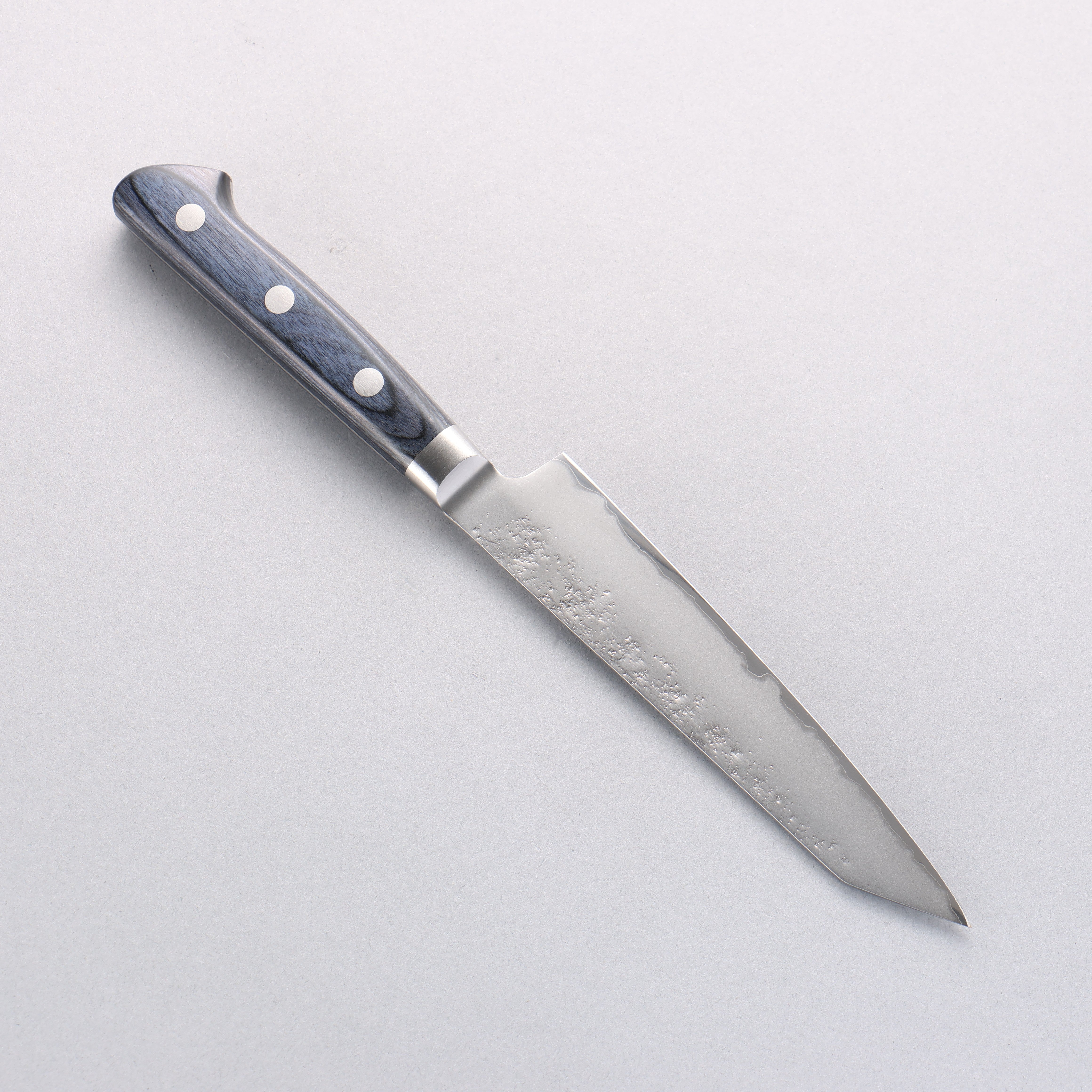 Premium Seisuke Blue Steel No.2 Nashiji Japanese Kiritsuke Santoku & Petty Knife Set - Navy Blue Pakkawood Handle - Professional Chef Knives for Sushi, Meat Cutting & Vegetable Preparation