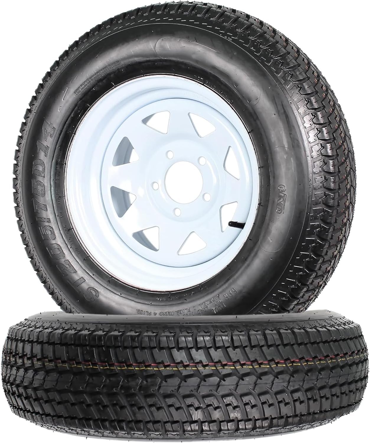 Set of 2 ST205/75D14 Trailer Tires - 6PR Load Range C, 14 Inch Fuel-Efficient Tires for Boat Trailers, Utility Trailers & Campers - Durable All-Season Performance for Smooth Towing & Hauling