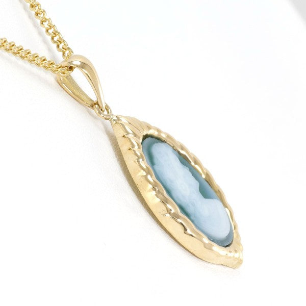18K Yellow Gold Stone Cameo Necklace for Women - Vintage Handmade Jewelry Gift - Perfect for Weddings, Anniversaries & Special Occasions