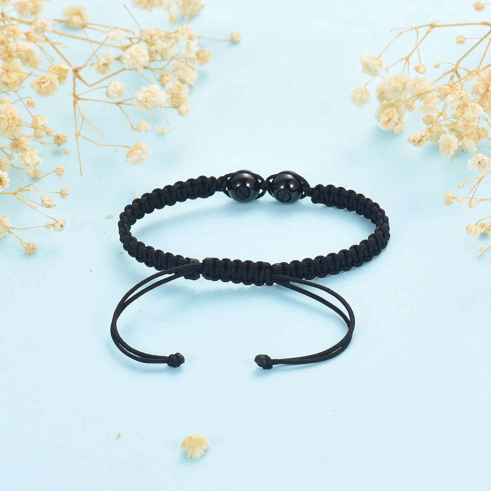 Heart Ball Urn Cremation Jewelry Bracelet - Adjustable Braided Rope Bangle for Ashes - Stainless Steel Memorial Keepsake Gift for Women & Girls - Perfect for Honoring Loved Ones at Weddings, Anniversaries & Special Occasions