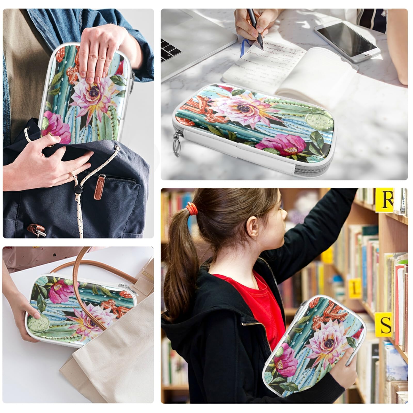 ZZKKO Cactus Succulent Pencil Case - Waterproof Zippered Pouch for School, Office & Travel | Organize Pens, Makeup, Stationery & Art Supplies | Perfect for Students, Teachers & Professionals