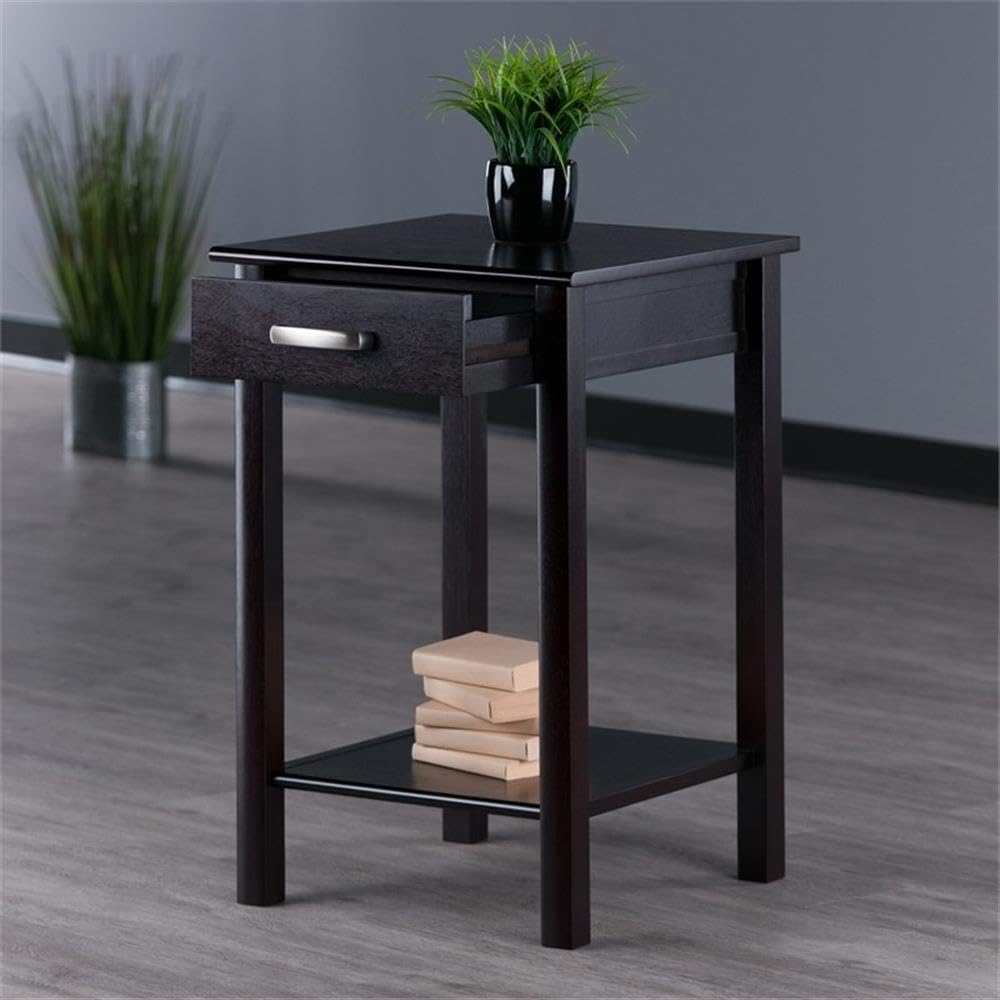 Winsome Liso Home Office End Table in Espresso Finish - Perfect for Living Room, Bedroom, or Workspace Decor