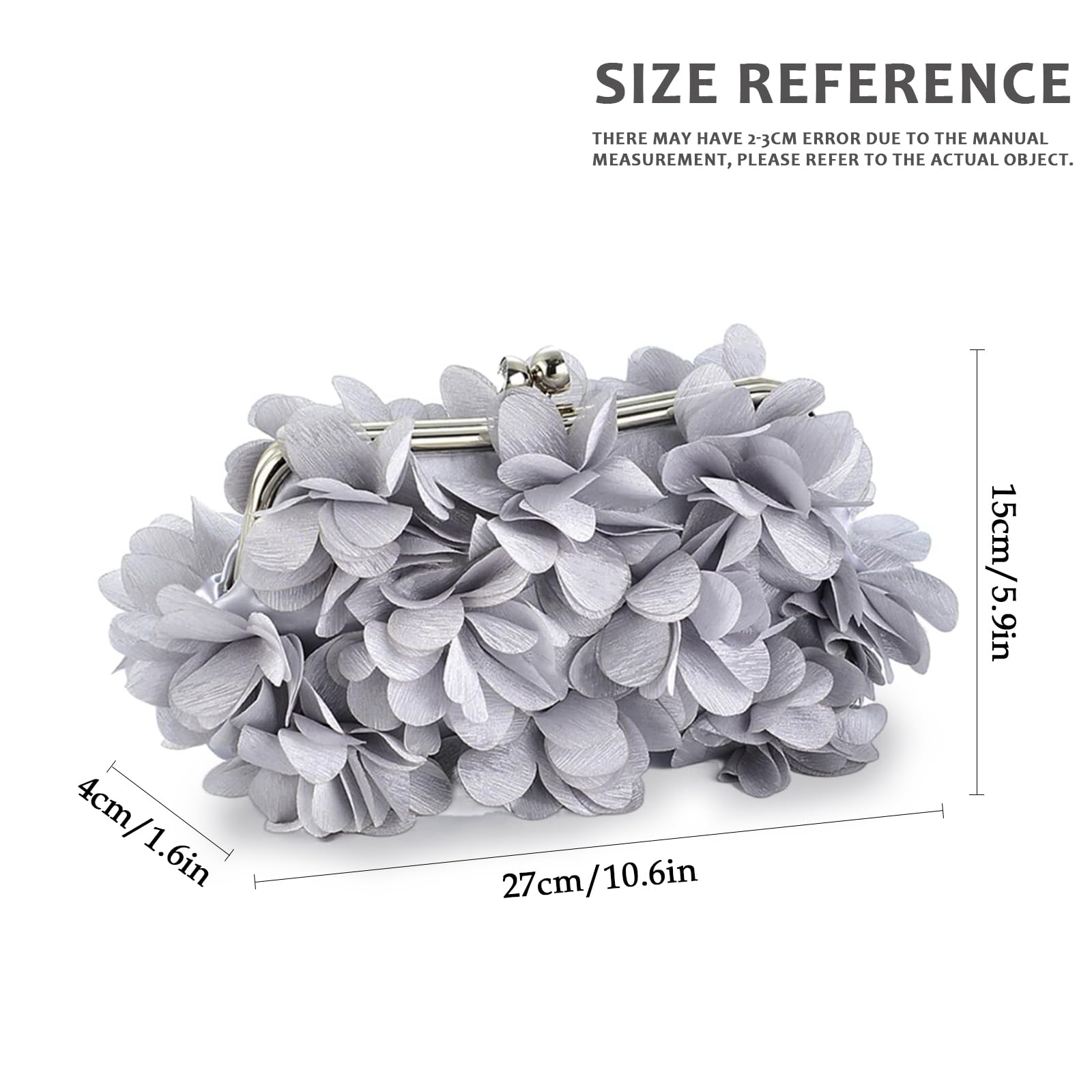 LAKSMI Women's Floral Applique Clutch Evening Bag - Detachable Chain Shoulder Purse for Weddings, Parties & Formal Events | Elegant Handbag for Women