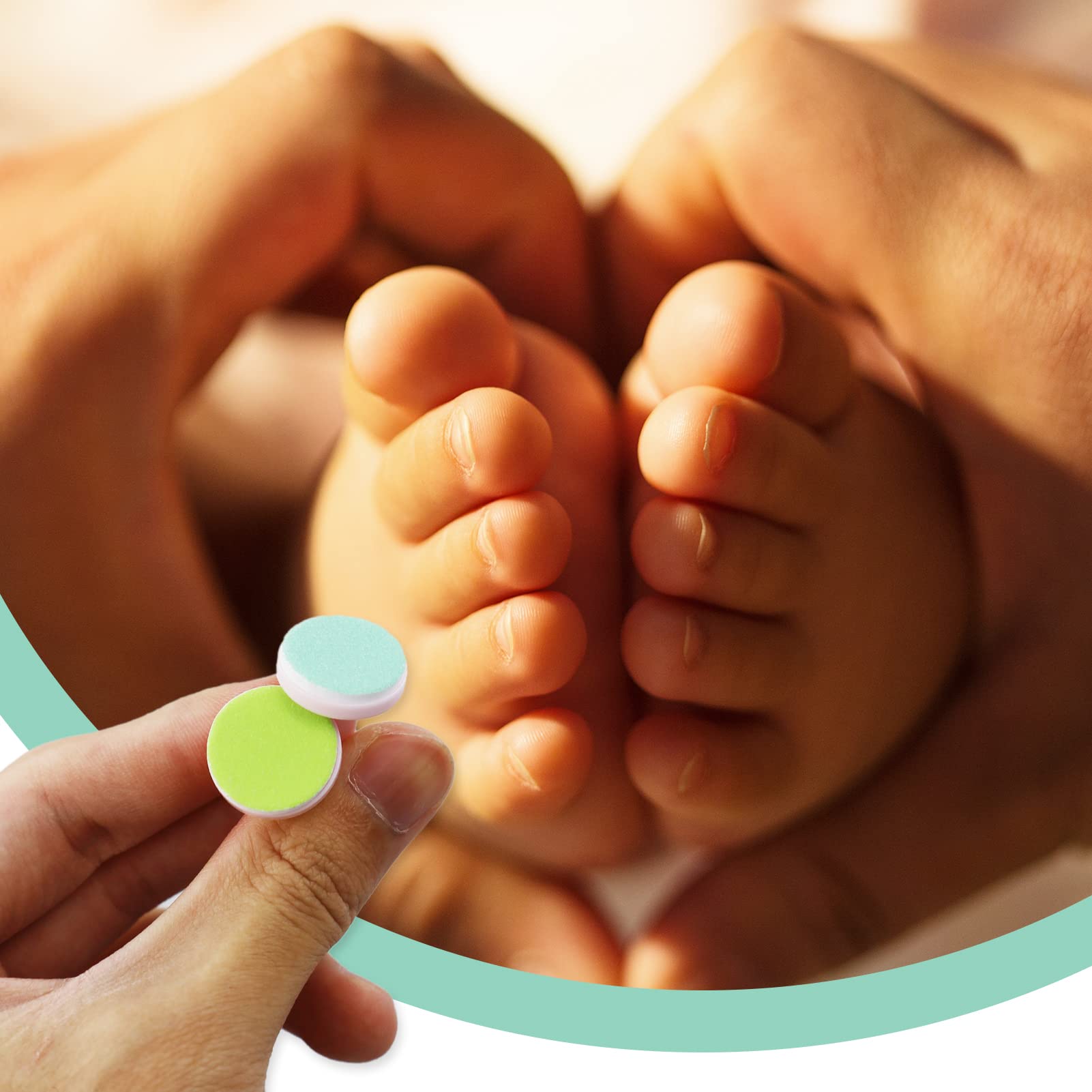 12-Piece Baby Nail File Replacement Pads - Electric Nail Grinding Heads for Standard Baby Nail Trimmer - Safe for Newborn, Infant & Toddler - Gentle Nail Care for Sensitive Skin - Perfect for Home Use and Travel