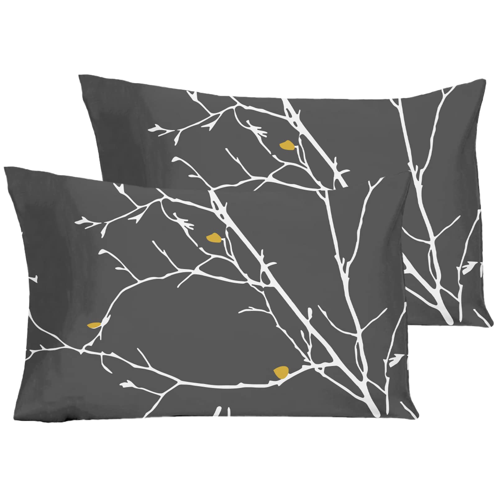 YIYEA Queen Size Pillowcase Set of 2 - Ultra Soft Double Brushed Microfiber Pillow Covers with Floral Design, Fade Resistant & Easy Slip-On (20x30 Inches) - Perfect for Bedroom, Guest Room & Hotel Decor