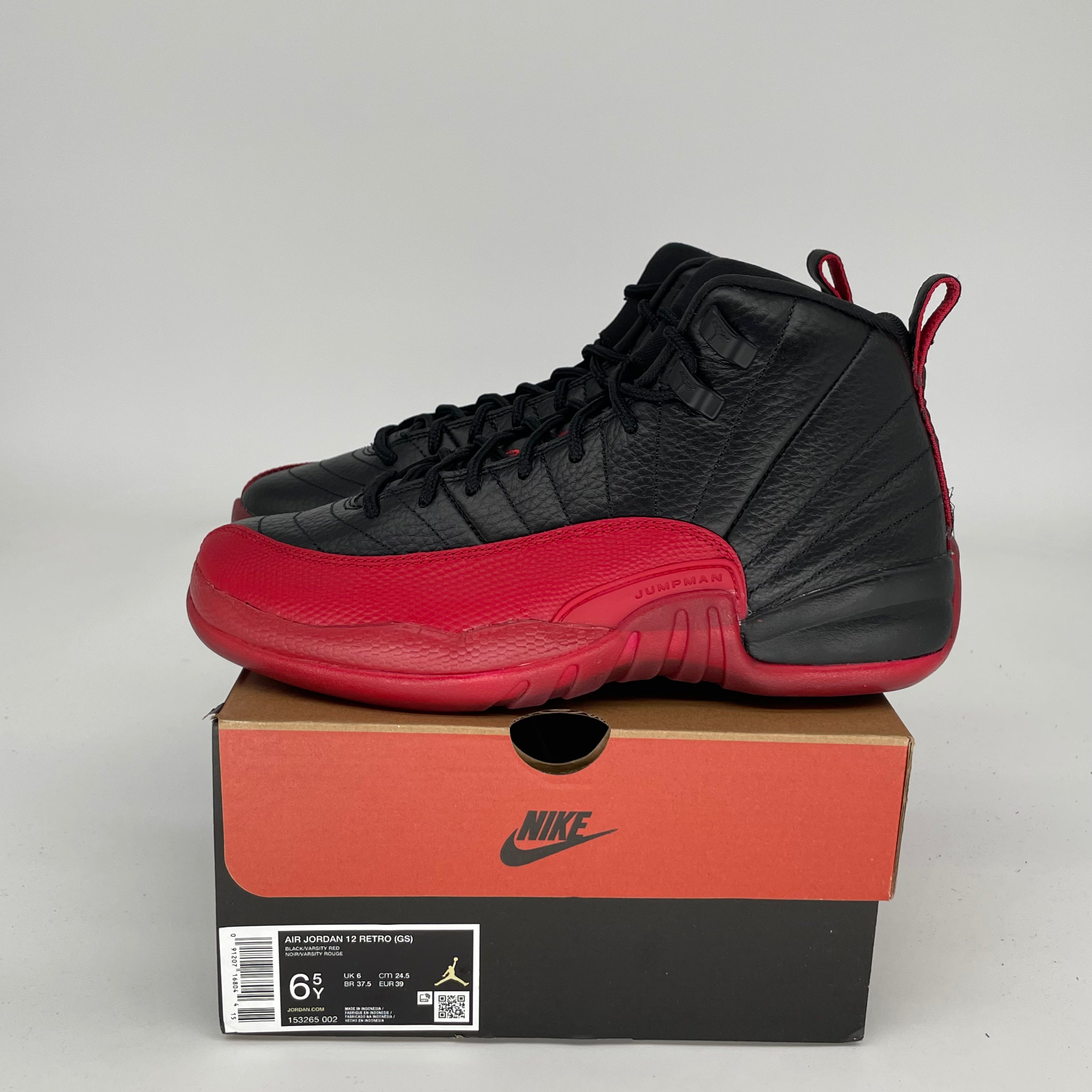 Original Air Jordan 12 Retro 'Flu Game' Basketball Shoes - Size 6.5Y (153265-002) - Men's/Women's Sneakers for Sports, Casual Wear & Collectors