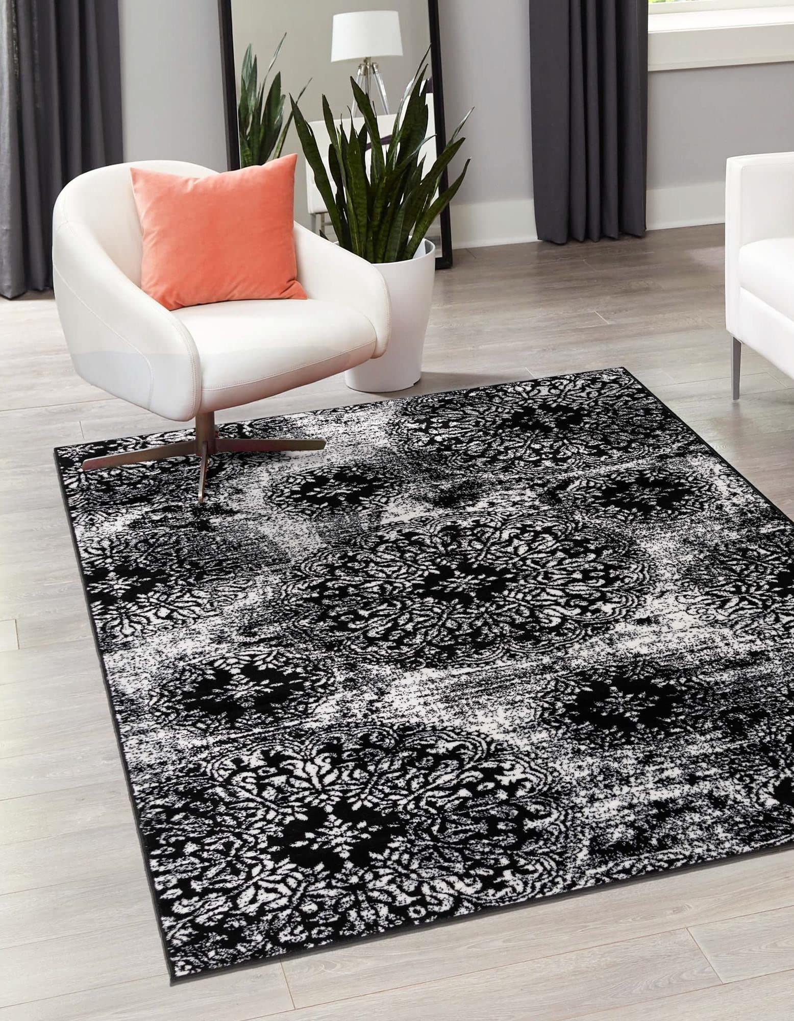 Premium Monte Carlo Collection 6' x 9' Black Area Rug - Soft Medium Pile Living Room Carpet for Home Decor, Bedroom, Dining Room & Open Floor Plans | Durable & Stylish Modern Floor Covering