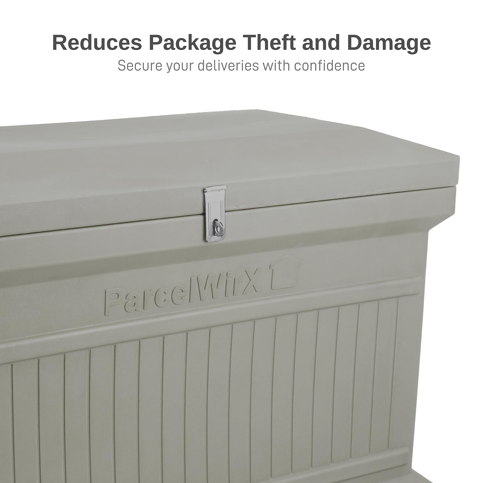 Premium Horizontal Storage Cabinet & Package Delivery Drop Box with Hinged Lid - Prestige Pewter Finish | Secure Mail & Parcel Storage for Home, Office & Business Use