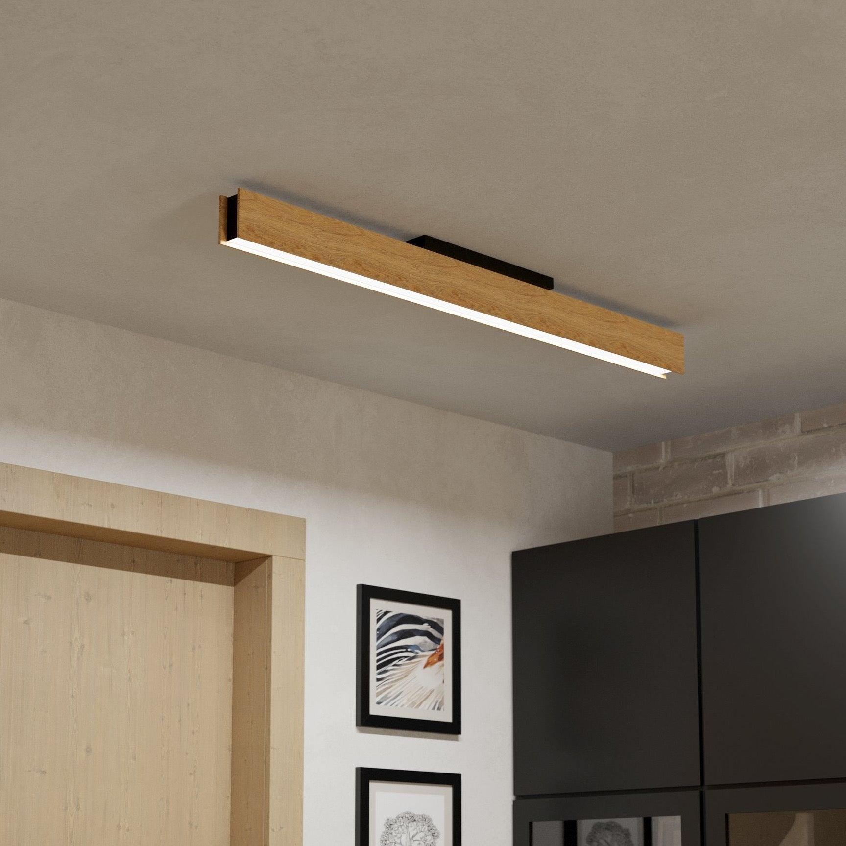 Eglo Connect Anchorena Z Smart LED Ceiling Light - Wooden Flush Mount with Dimmable Brightness & Color Control - Perfect for Living Room, Bedroom, or Kitchen Lighting