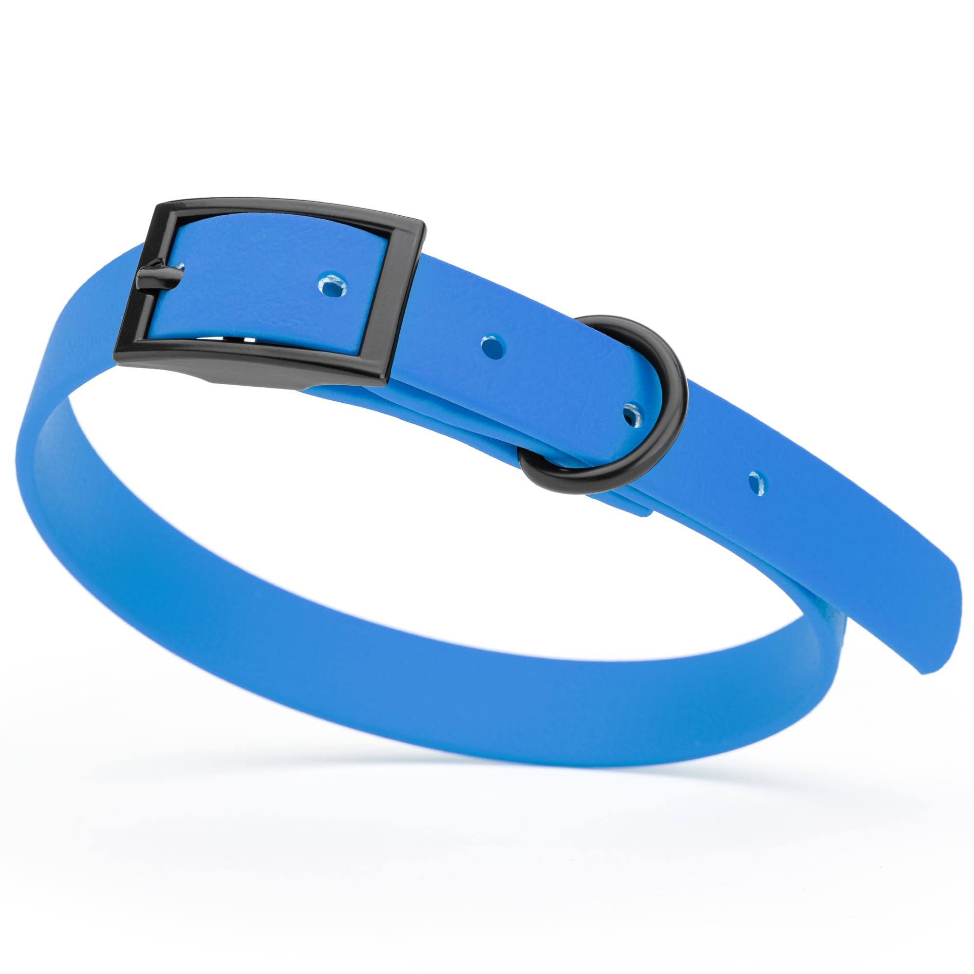 Premium Waterproof Biothane Dog Collar - Odor-Proof, Easy to Clean & Durable - Adjustable for Small, Medium & Large Dogs - Cerulean Blue - Perfect for Outdoor Adventures, Swimming & Daily Walks