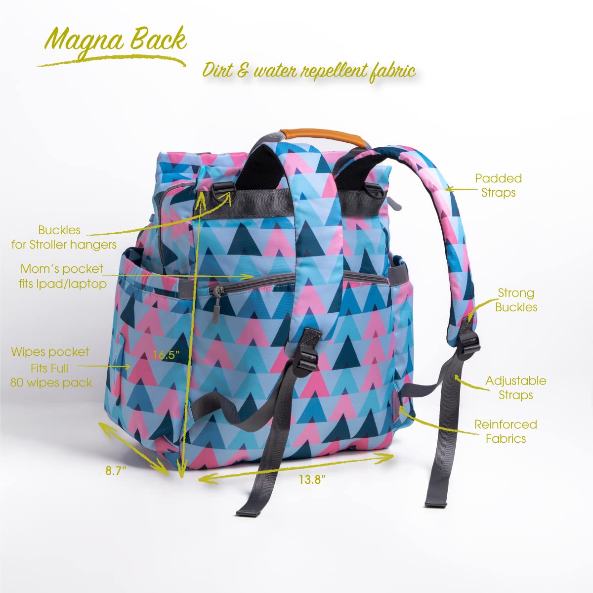 Clamera 5-in-1 Diaper Bag Backpack for Travel - Large Baby Bag with Changing Pad, Insulated Bottle Pockets & Stroller Straps | Perfect for Moms, Dads & Daycare Use