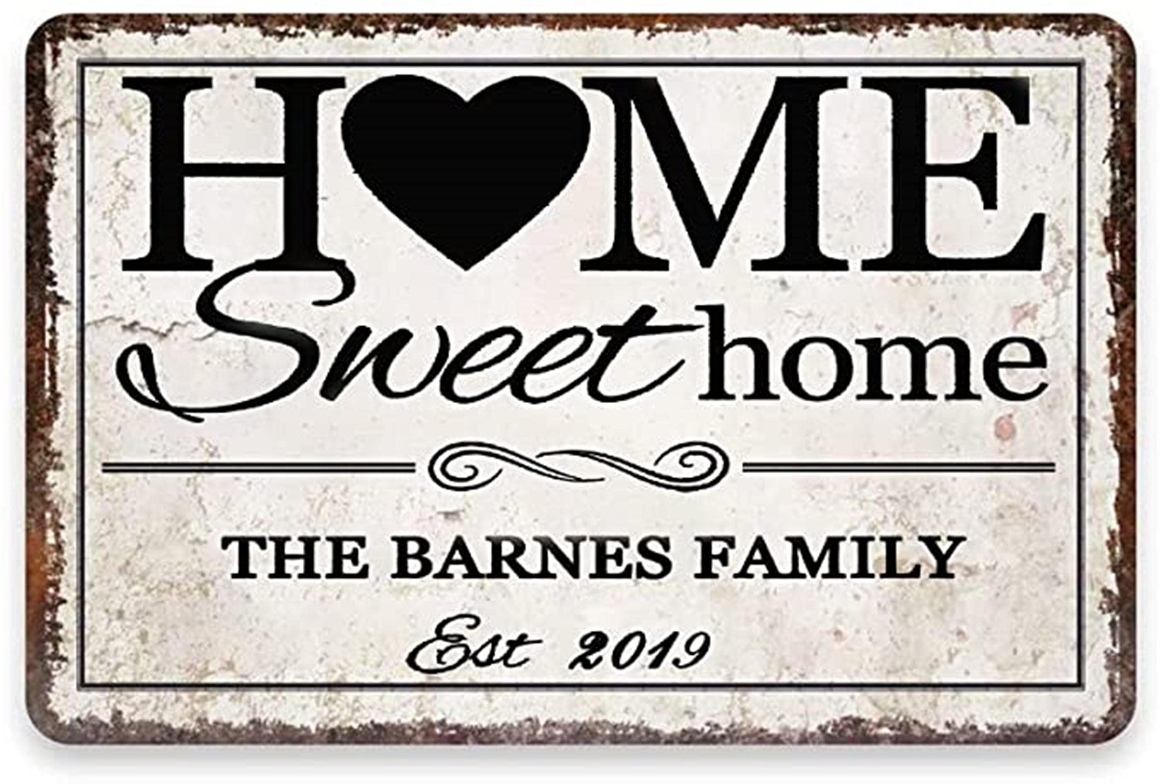 Personalized Home Sweet Home Sign - Custom Family Name & Date Wall Decor - Perfect for Front Porch, Living Room & Housewarming Gifts - Rustic Farmhouse Home Décor for Wedding, New Home & Holiday Decorations