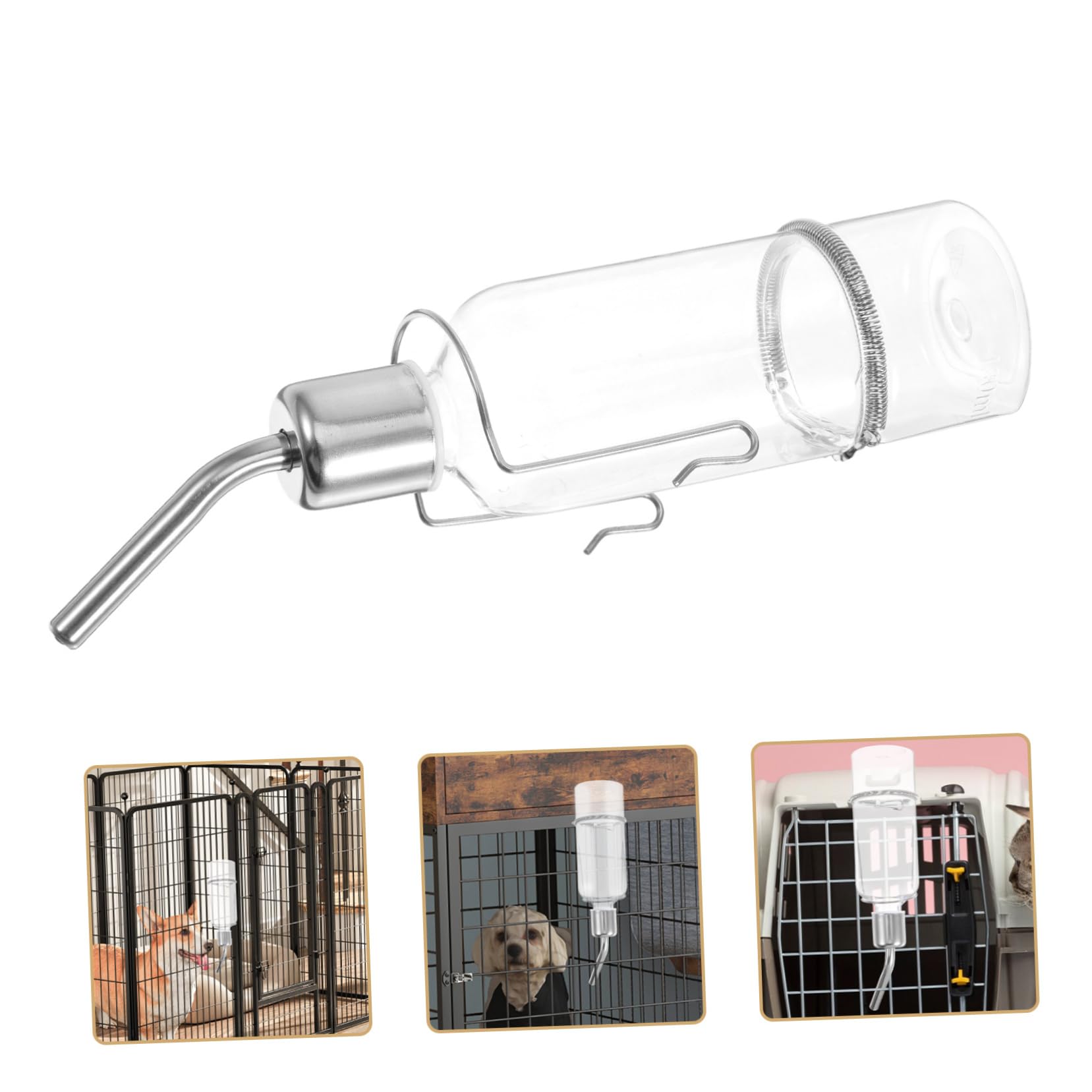 POPETPOP Stainless Steel Small Animal Water Bottle - 180ml Squirrel Rabbit Hamster Chinchilla Guinea Pig Drinking Feeder | Durable Pet Supplies for Cage, Hutch & Travel Use