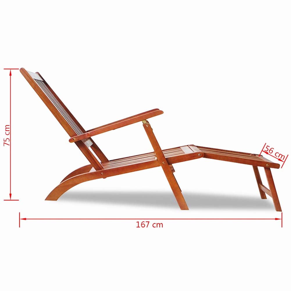 Premium Acacia Wood Outdoor Lounge Chair with Adjustable Footrest - 66