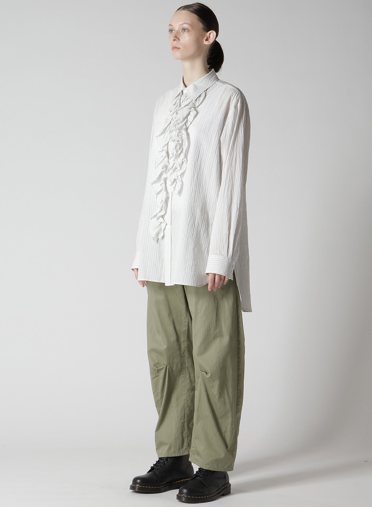 Stylish Cotton Voile Untrimmed Frill Stripe Blouse for Women - Perfect for Casual Outings, Office Wear & Summer Fashion