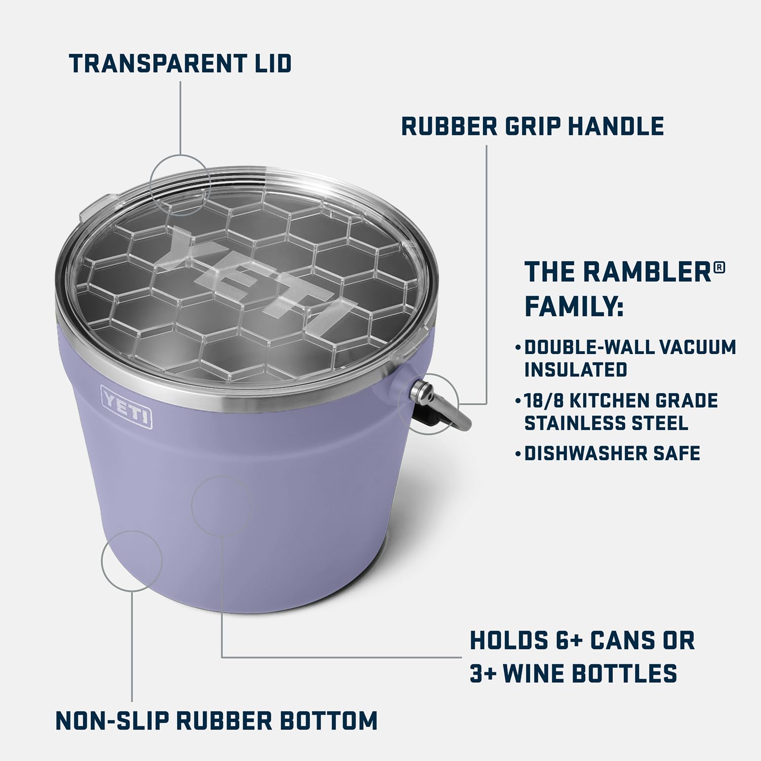 YETI Insulated Beverage & Ice Bucket - Holds 6 Beer Bottles or 3 Wine Bottles - Perfect for Outdoor Parties, Beach Trips & Backyard BBQs