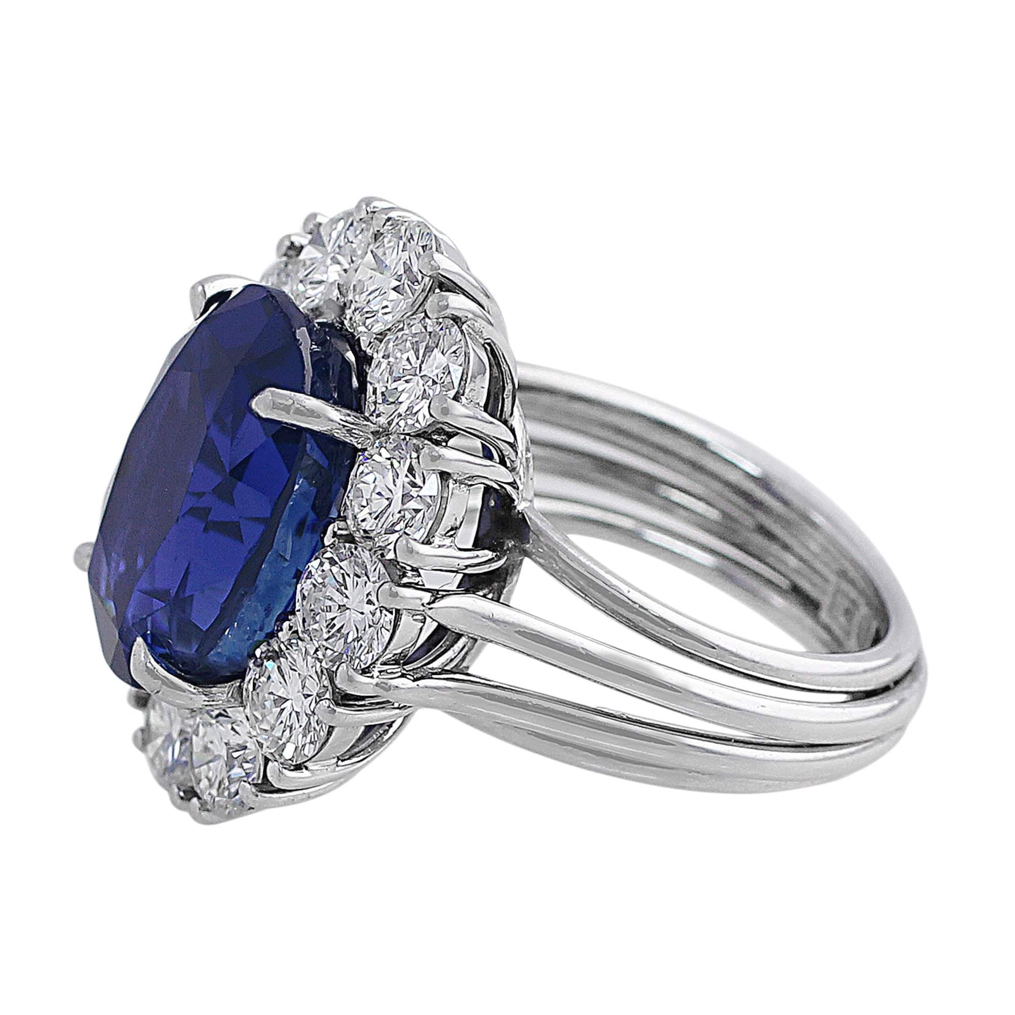 18K White Gold 9.52 Carat Burmese Unheated Sapphire Ring - Gubelin Certified, Elegant Engagement & Wedding Jewelry for Women