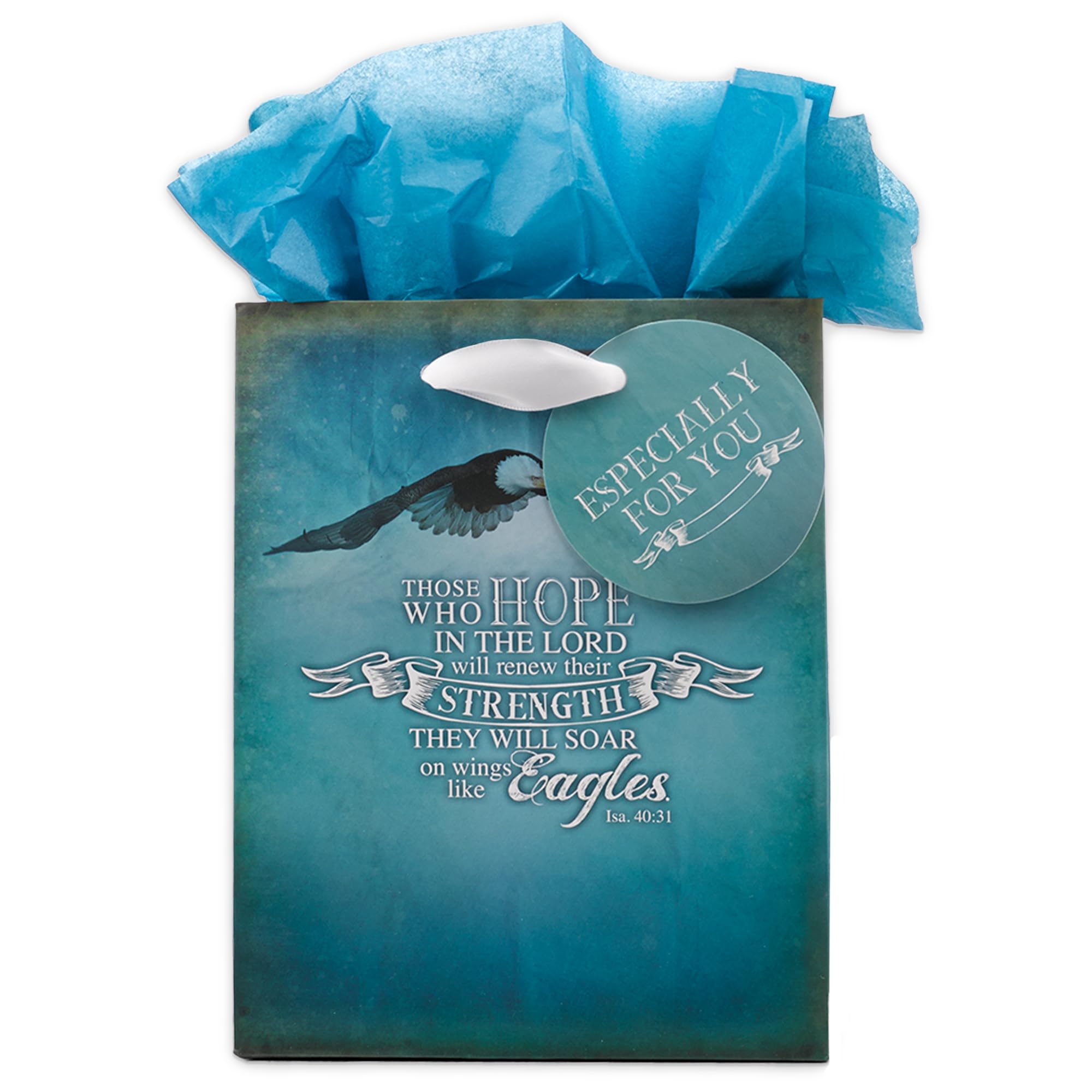 Christian Gift Bag with Isaiah 40:31 Verse - Blue Small for Bible Study & Weddings