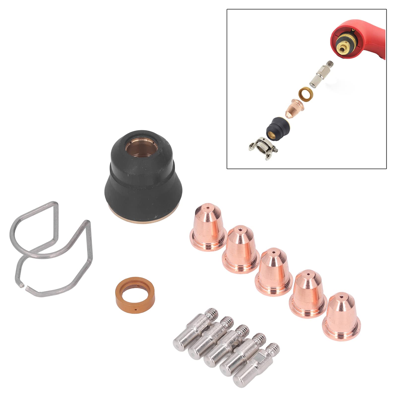 13-Piece Plasma Cutter Torch S45 Accessory Kit - High-Quality Electrode, Nozzle, Gasket & Diffuser - Durable Standard Size Replacement Parts for Metal Cutting & Welding Projects