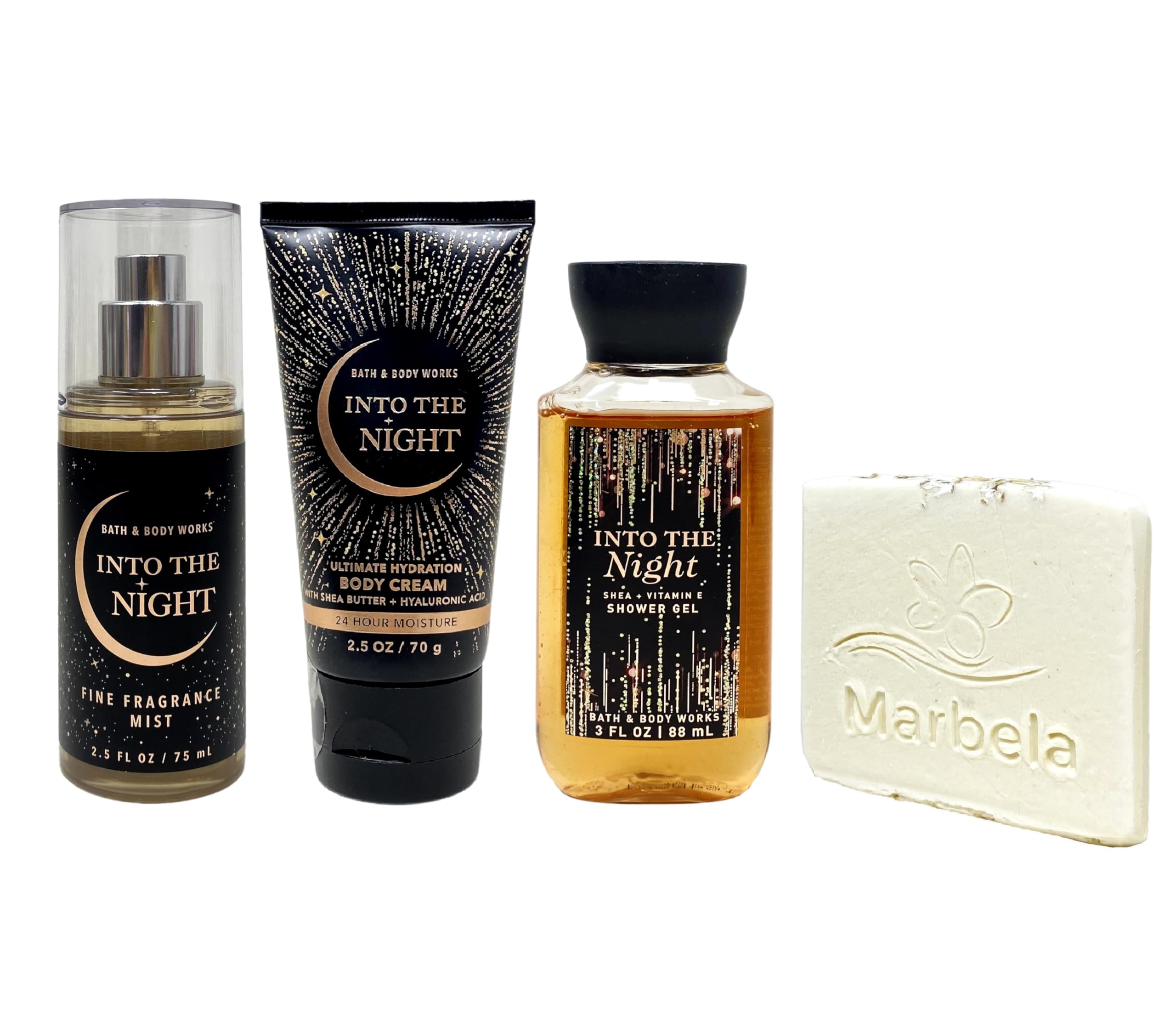 Bath & Body Works Into The Night Mini Trio Set - Travel Size Fragrance Mist, Body Cream & Shower Gel with Natural Oats Sample Soap | Perfect for Gifts, Travel & Self-Care Routine