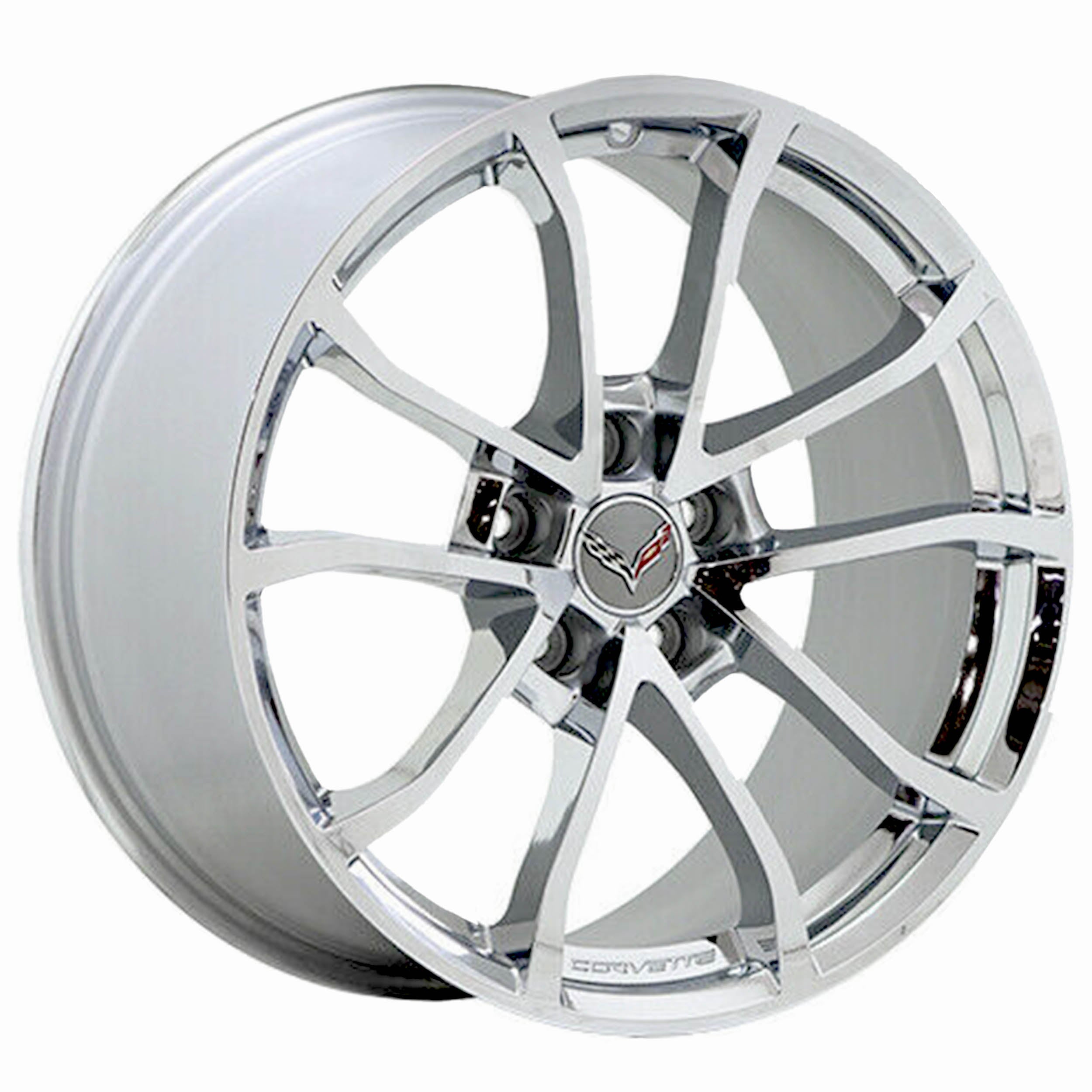 19 20 Corvette C6 C7 Bright Chrome Wheels Rims Factory OEM 5542 5543 EXCHANGE - Upgrade Your Corvette for Show or Performance Driving